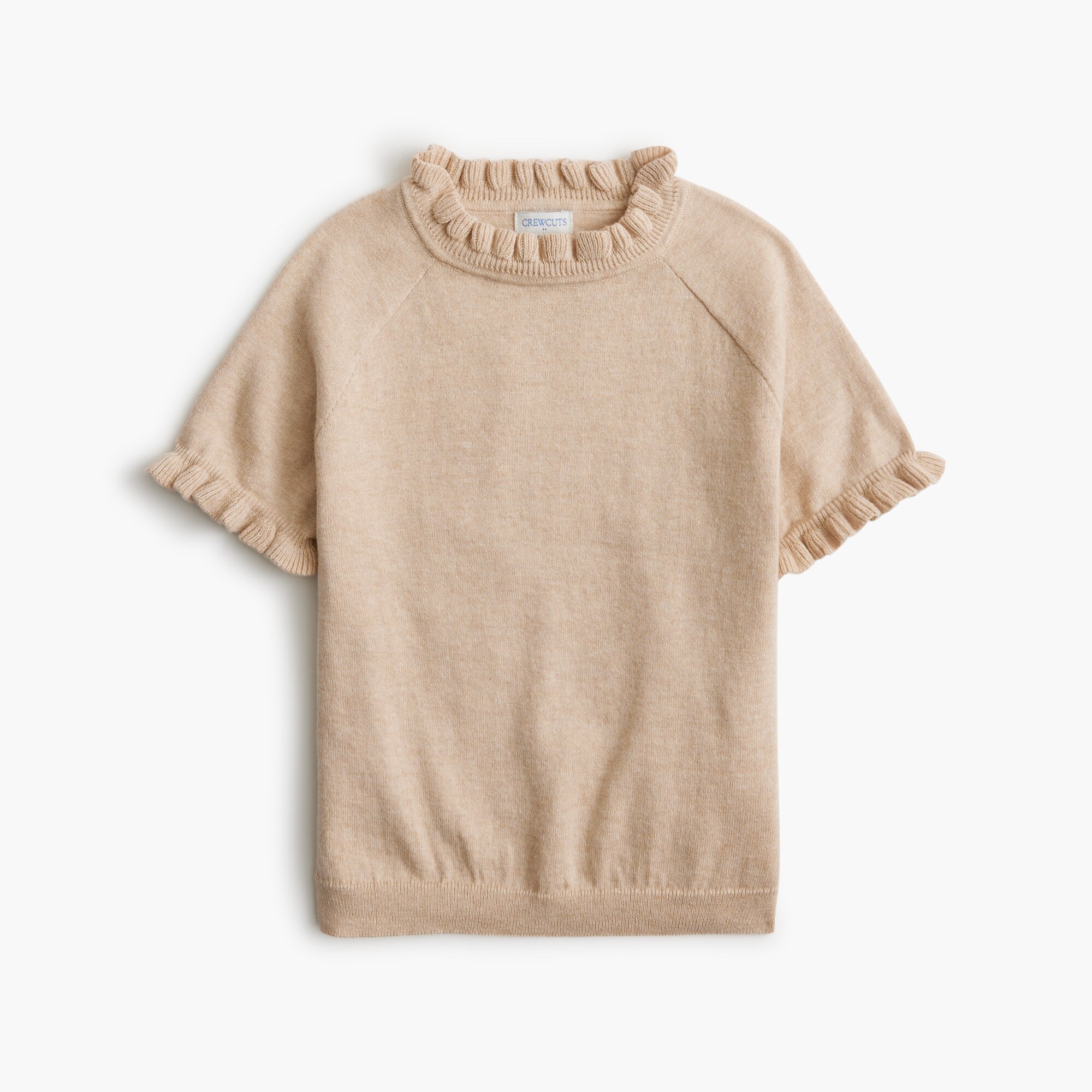 Girls' short-sleeve ruffle sweater