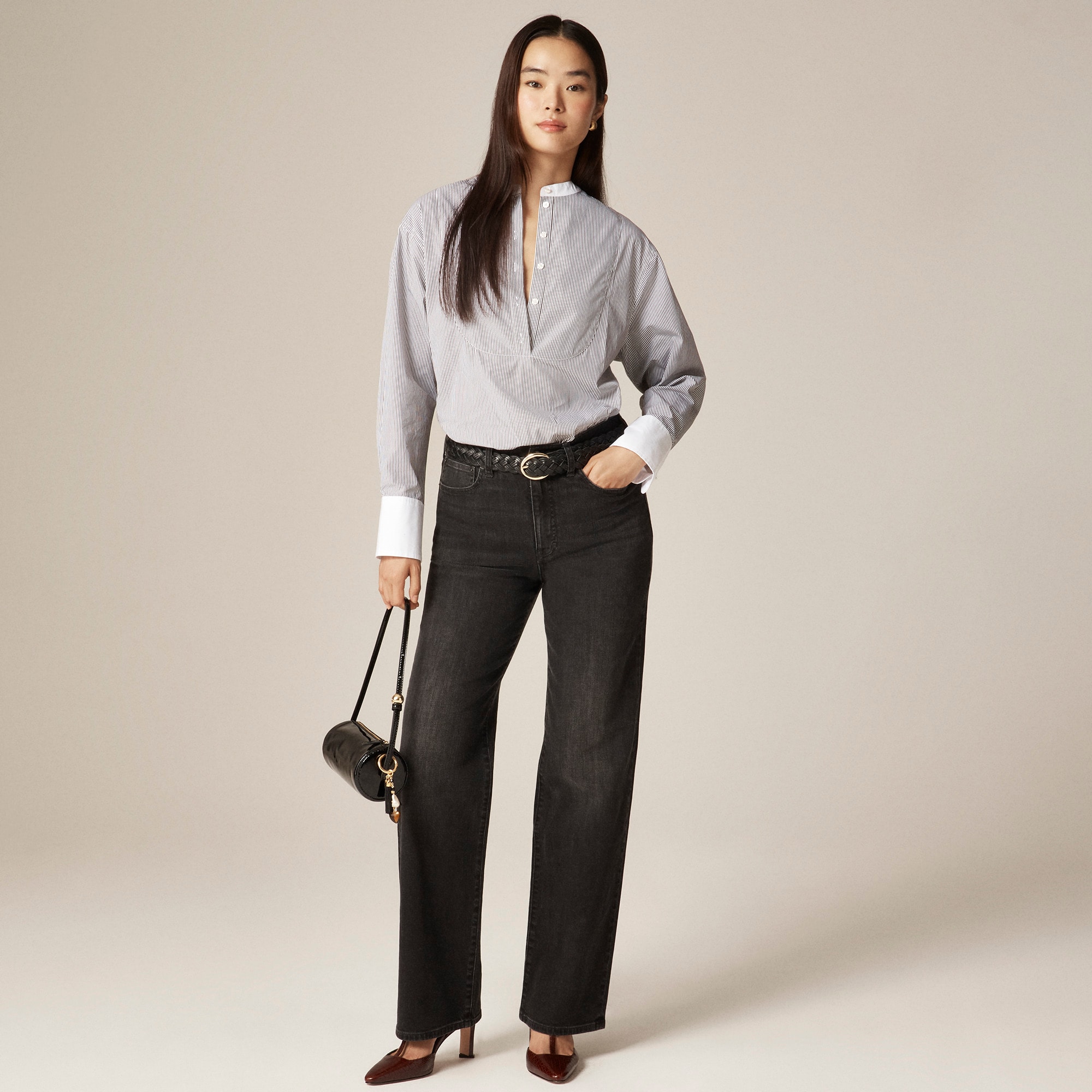  Full-length slim-wide jean