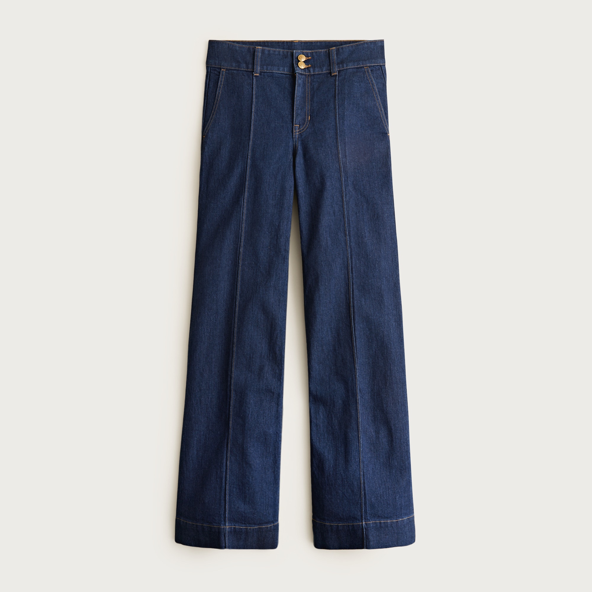 Pintuck Denim Trouser In Rinse Wash For Women | J.Crew