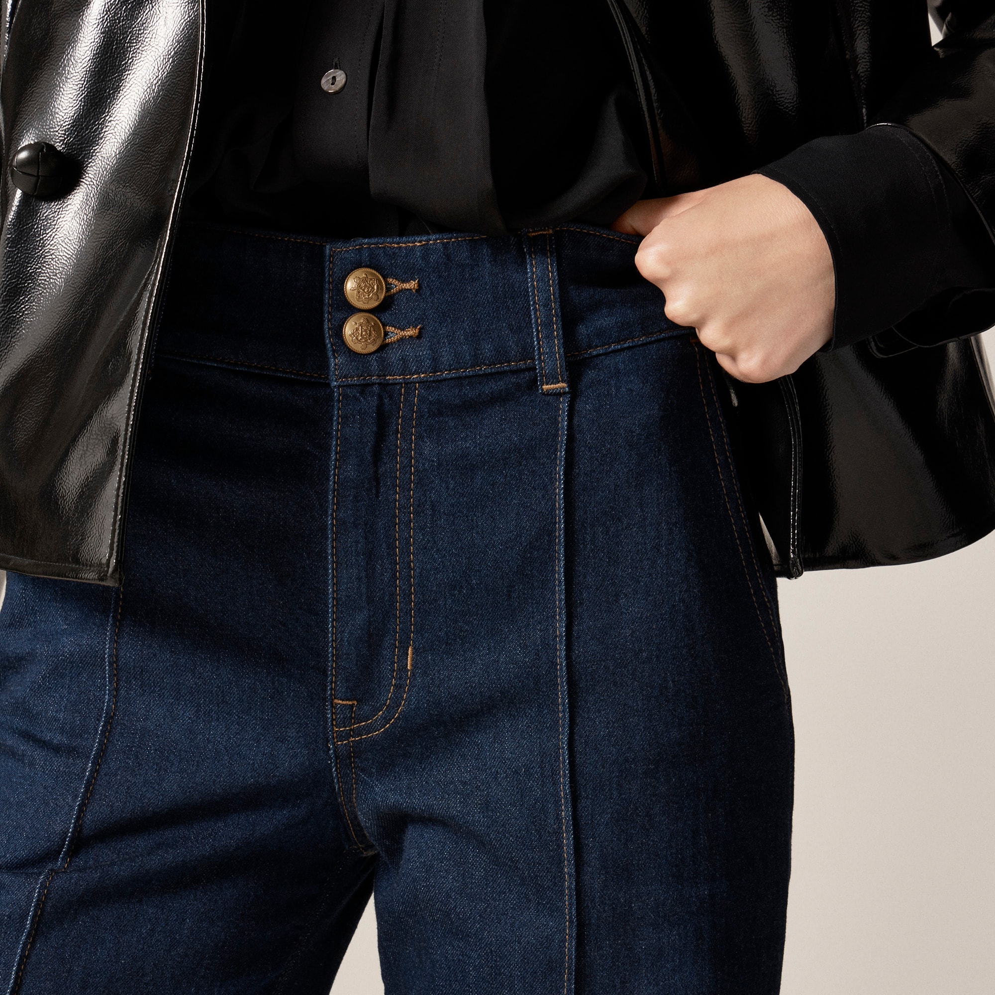 Denim trouser jean with stacked buttons - image 4