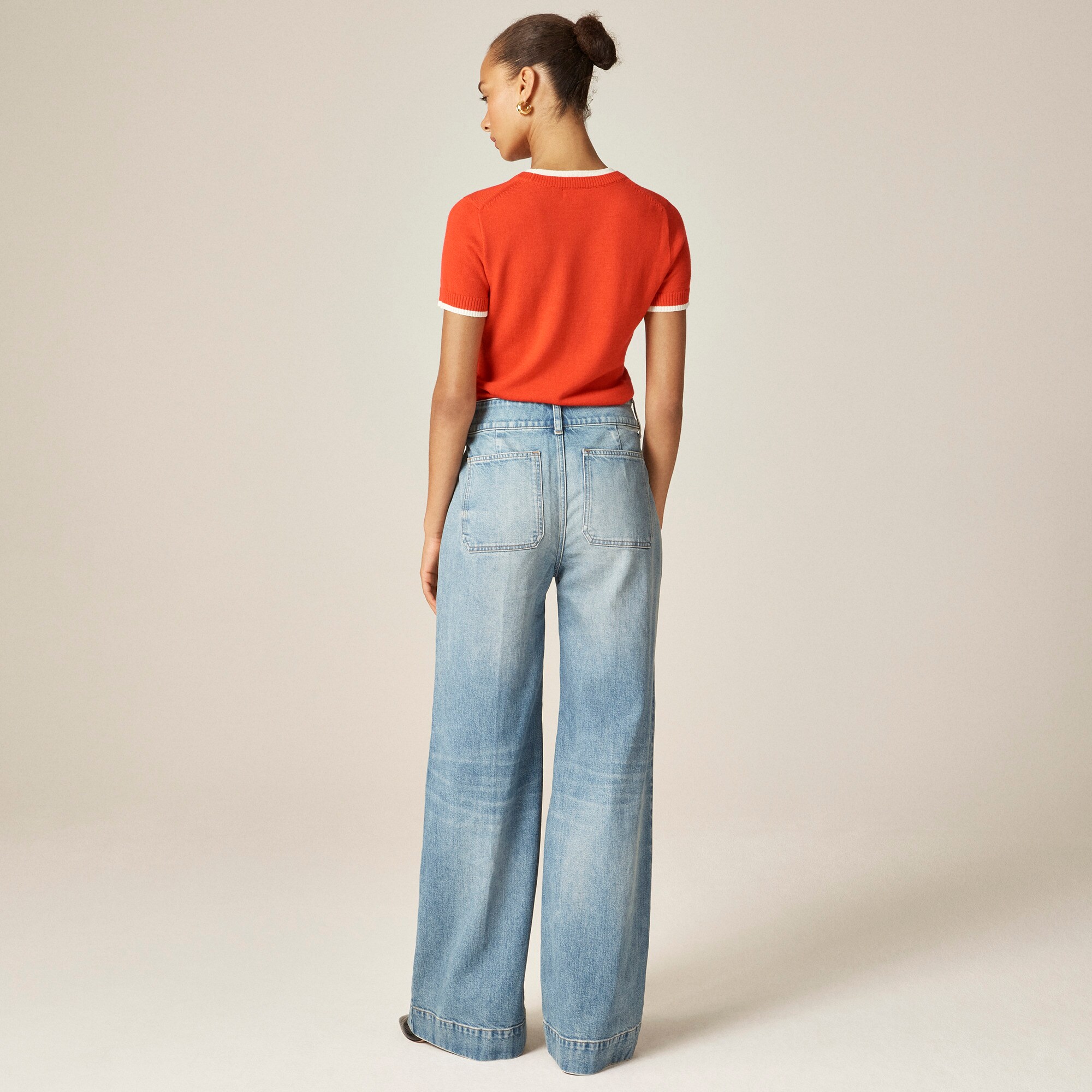 Denim trouser jean with stacked buttons
