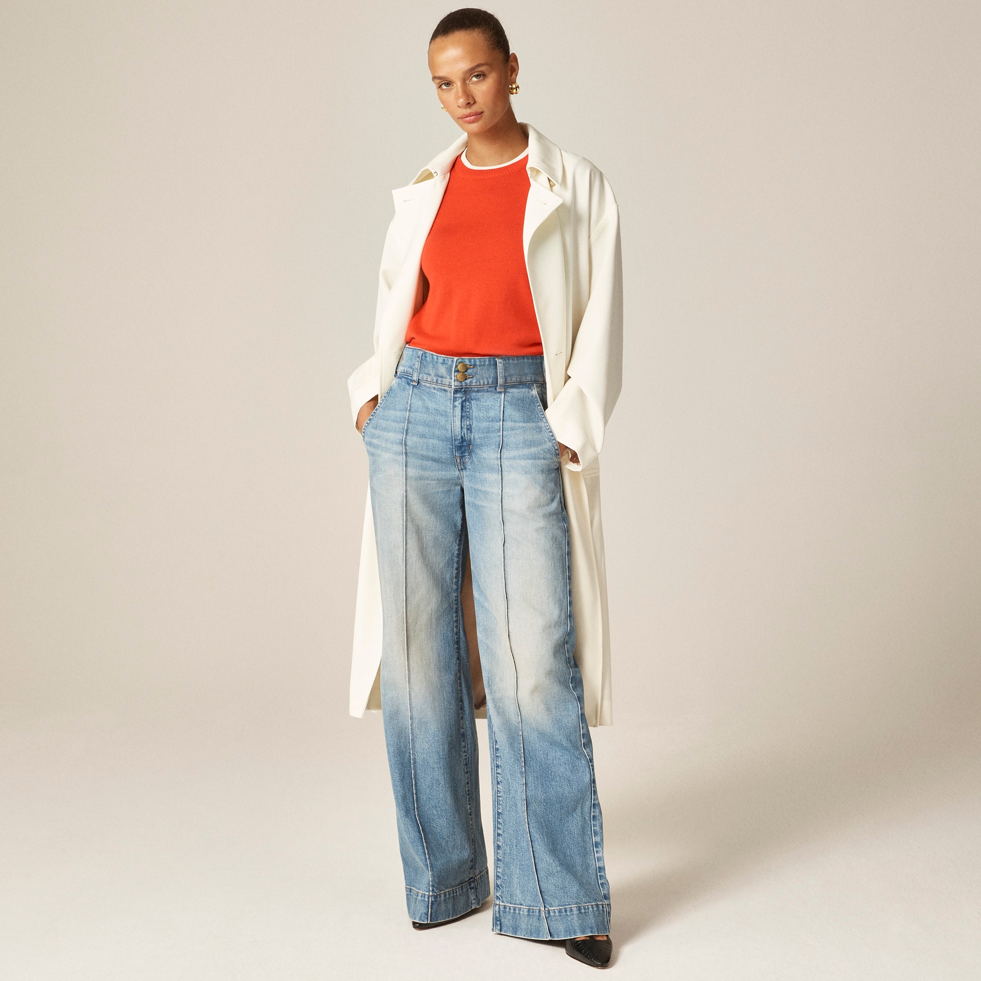 Denim trouser jean with stacked buttons - image 2