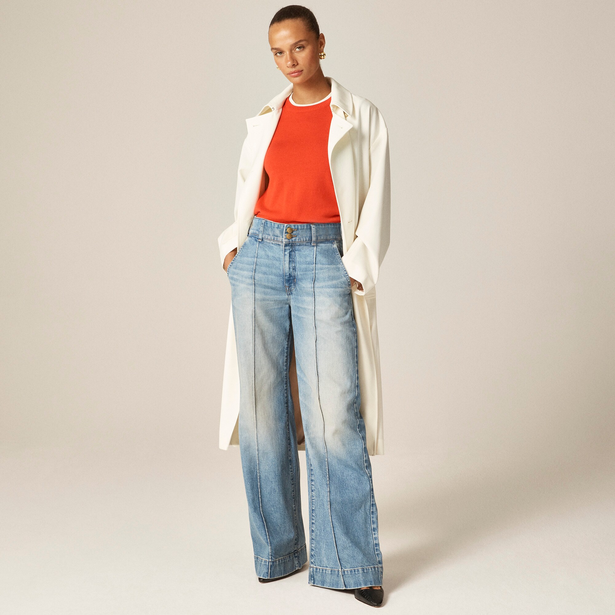  Petite denim trouser jean with stacked buttons