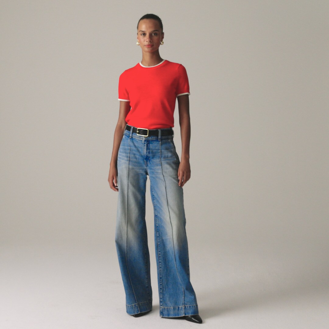 Denim trouser jean with stacked buttons
