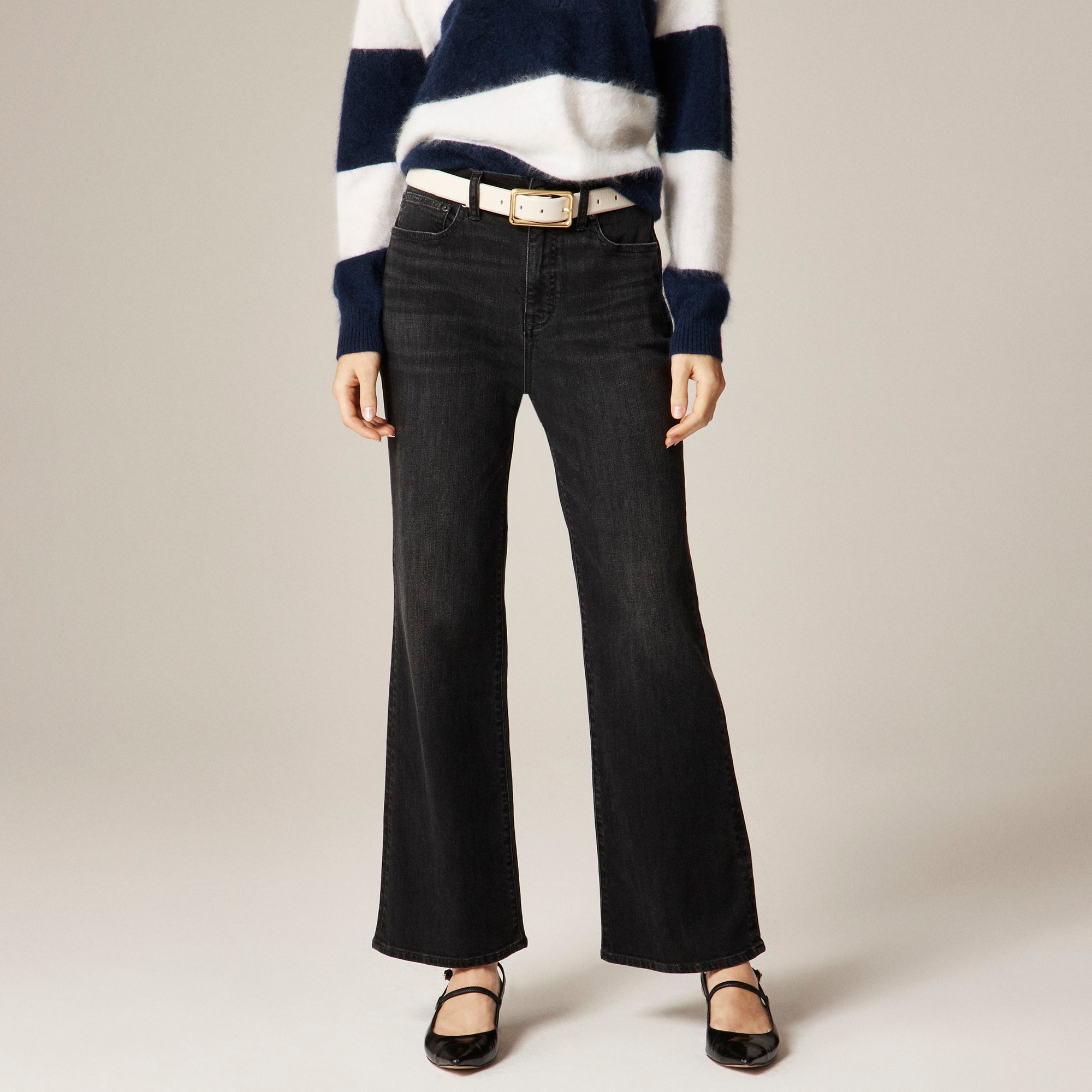Pintuck Denim Trouser In Black For Women | J.Crew