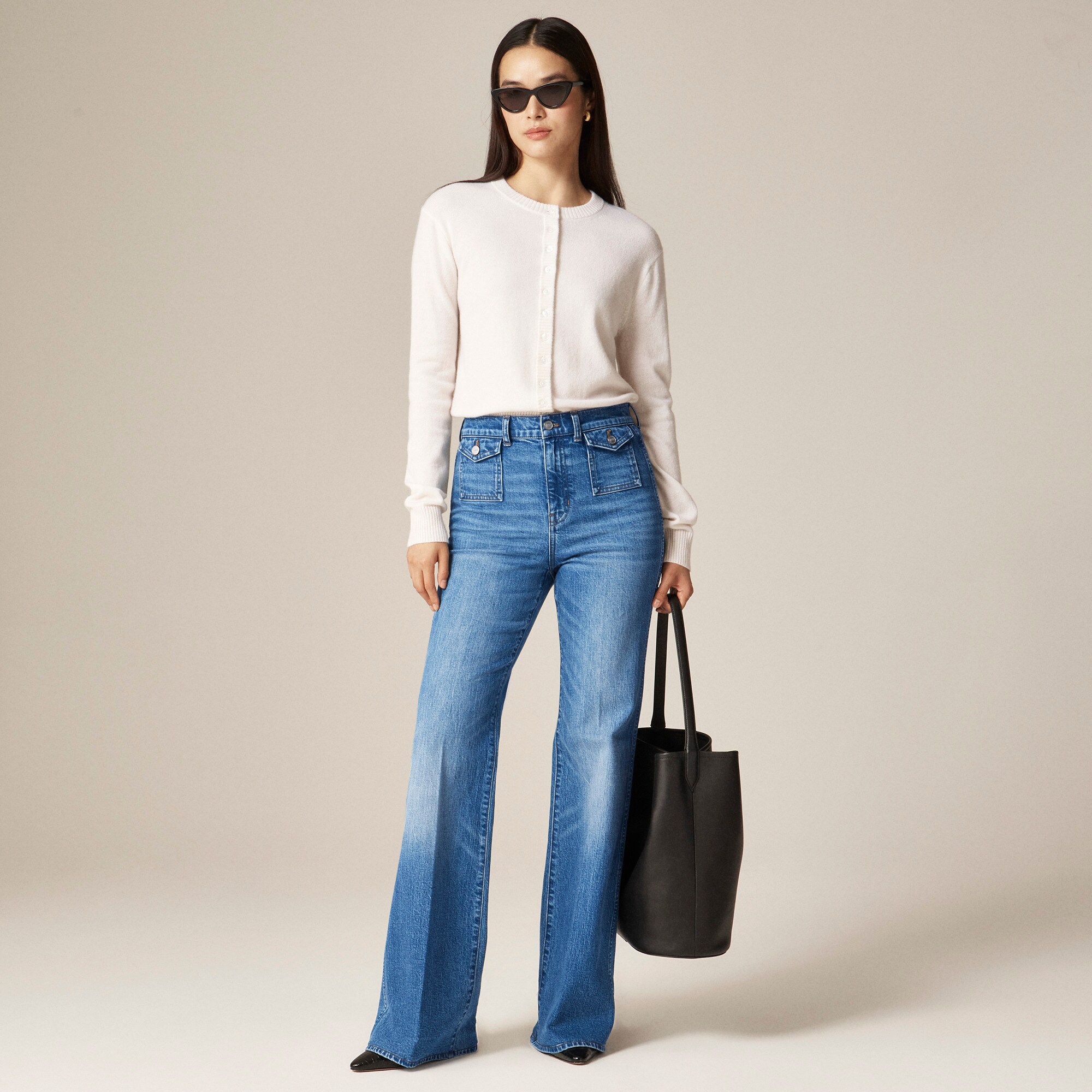  Petite vintage flare jean with flap pockets