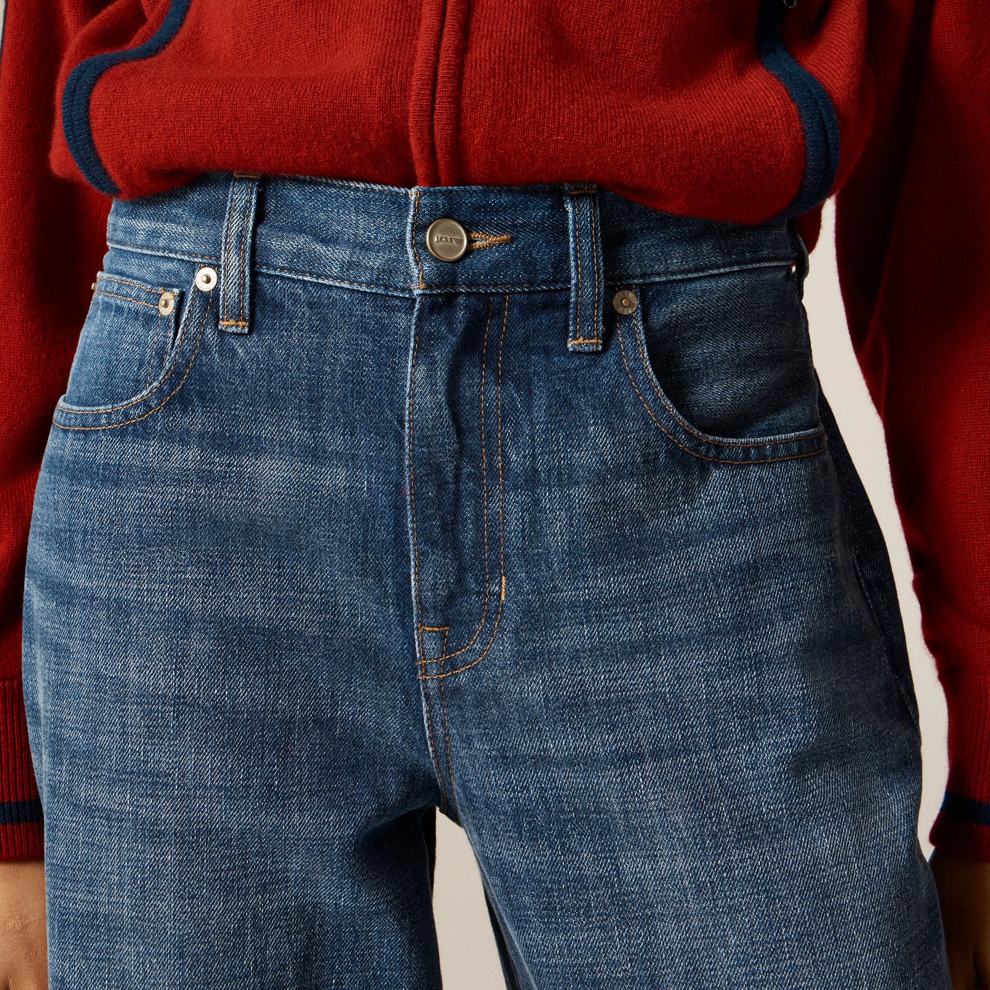 Cuffed lower-rise wide-leg jean