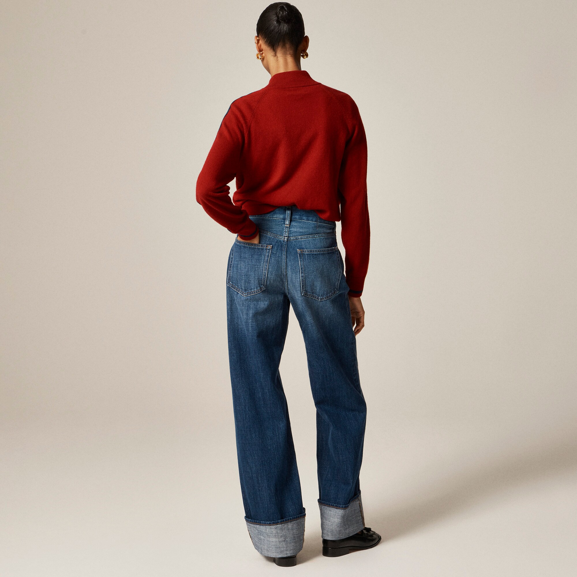 Tall cuffed lower-rise wide-leg jean