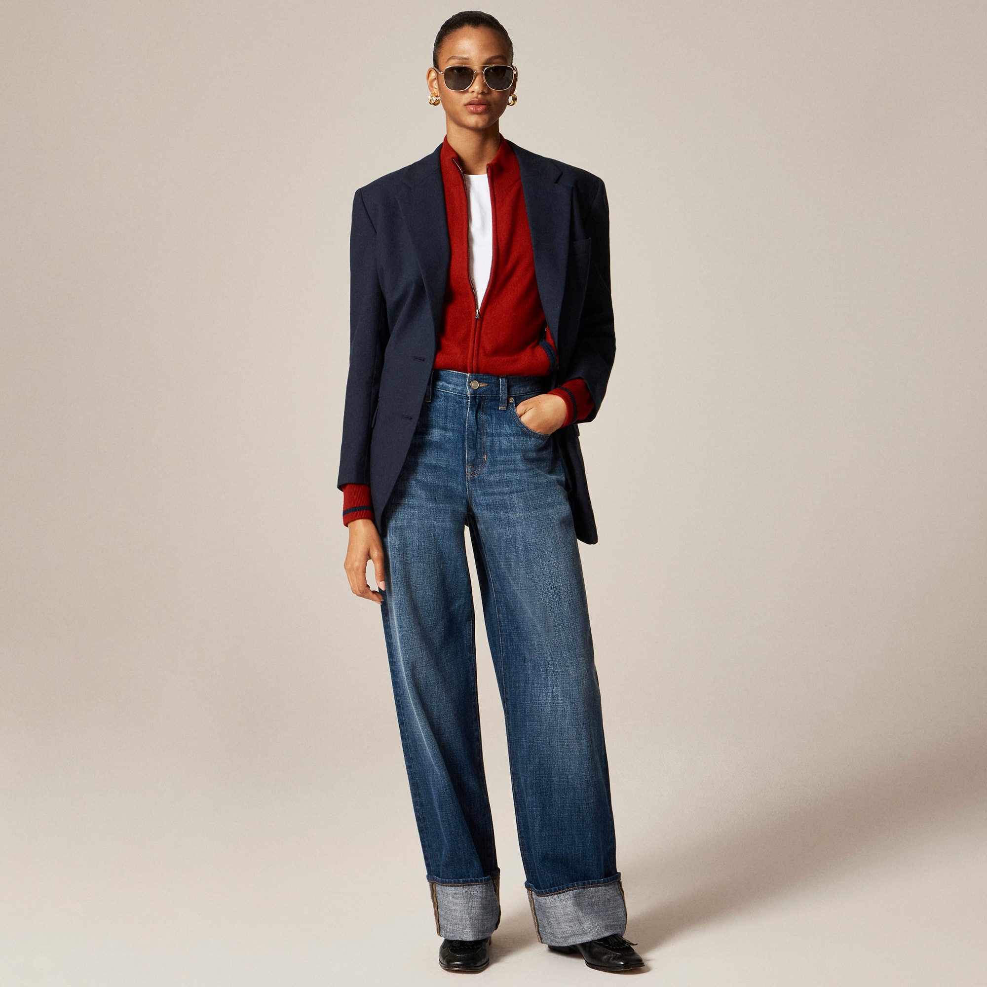 Cuffed lower-rise wide-leg jean - image 2