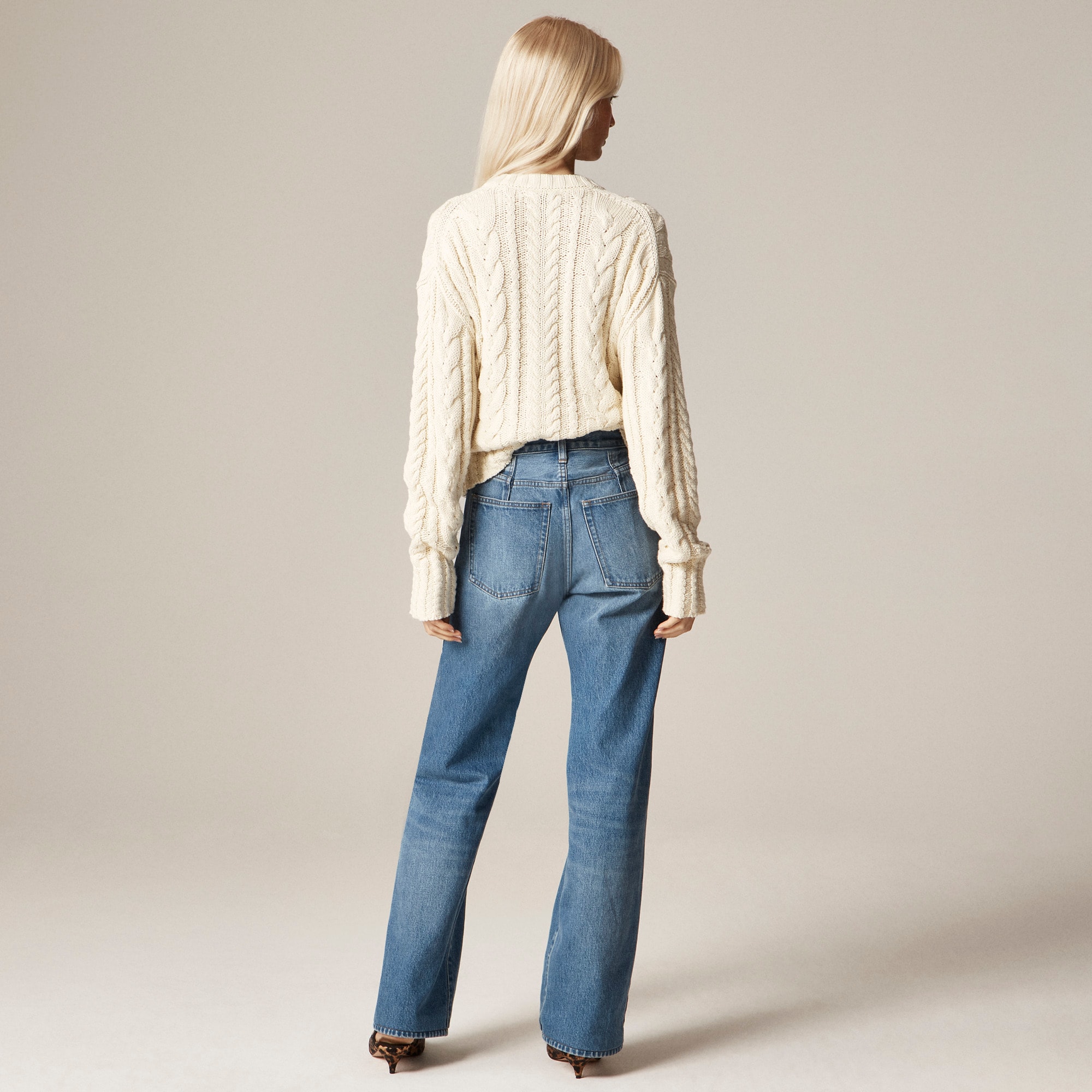 Mid-rise relaxed straight jean with suede stripe