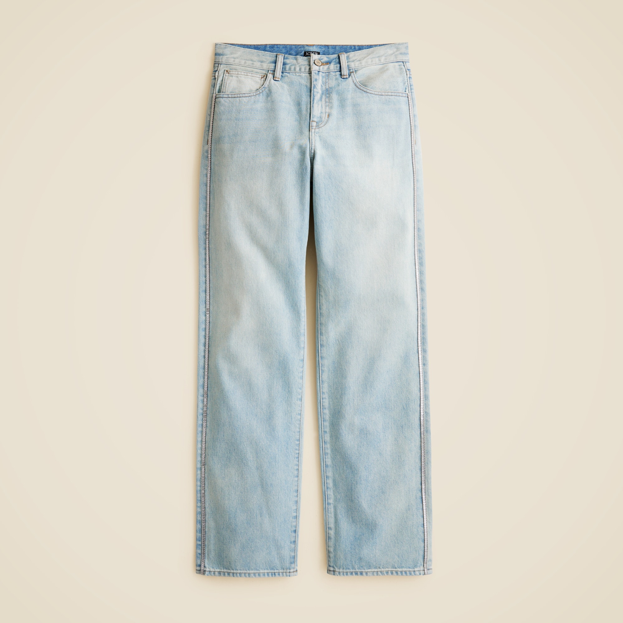  Mid-rise relaxed straight jean with embellishments