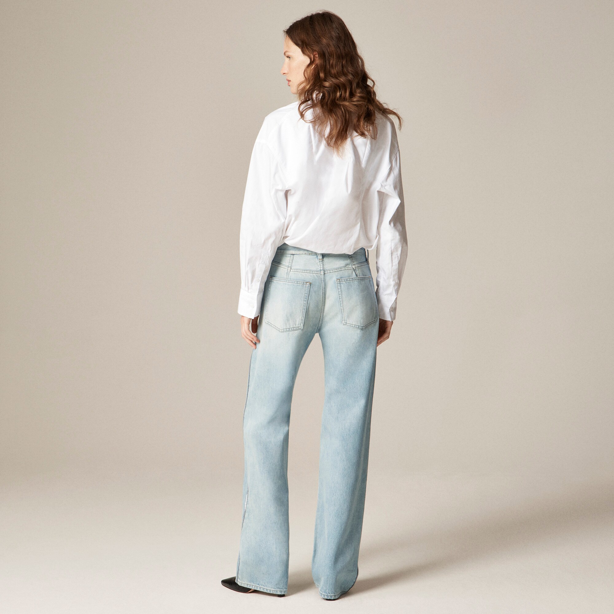 Mid-rise relaxed straight jean with embellishments