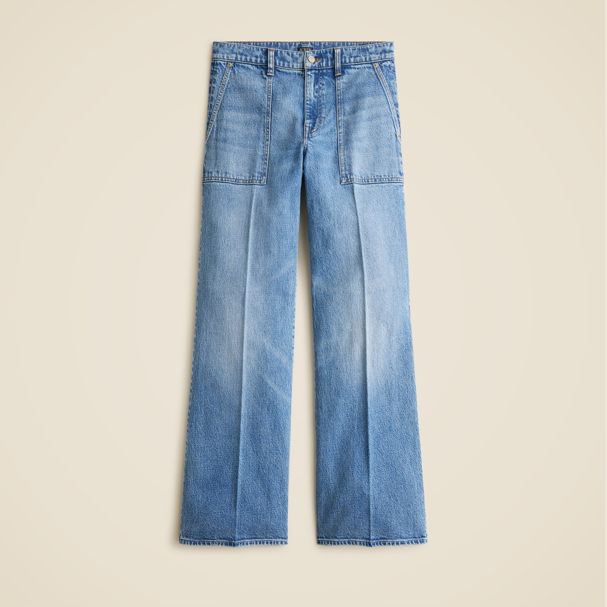 Camp-pocket wide-leg jean