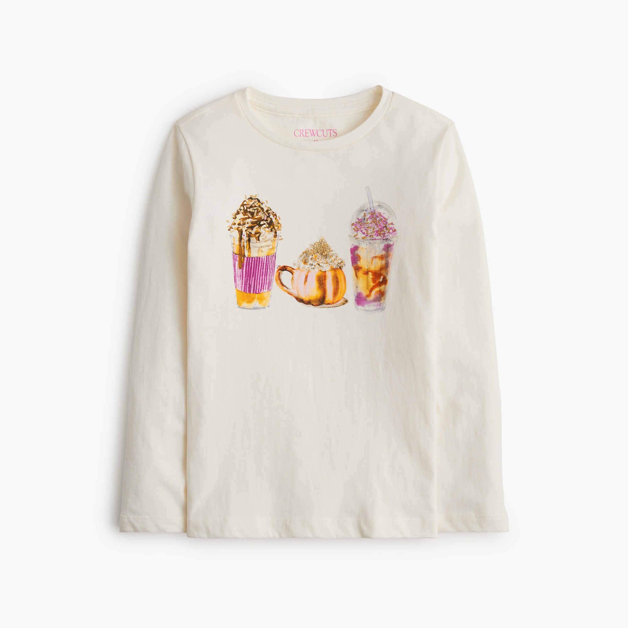girls' long-sleeve caf&eacute; drinks graphic tee for girls