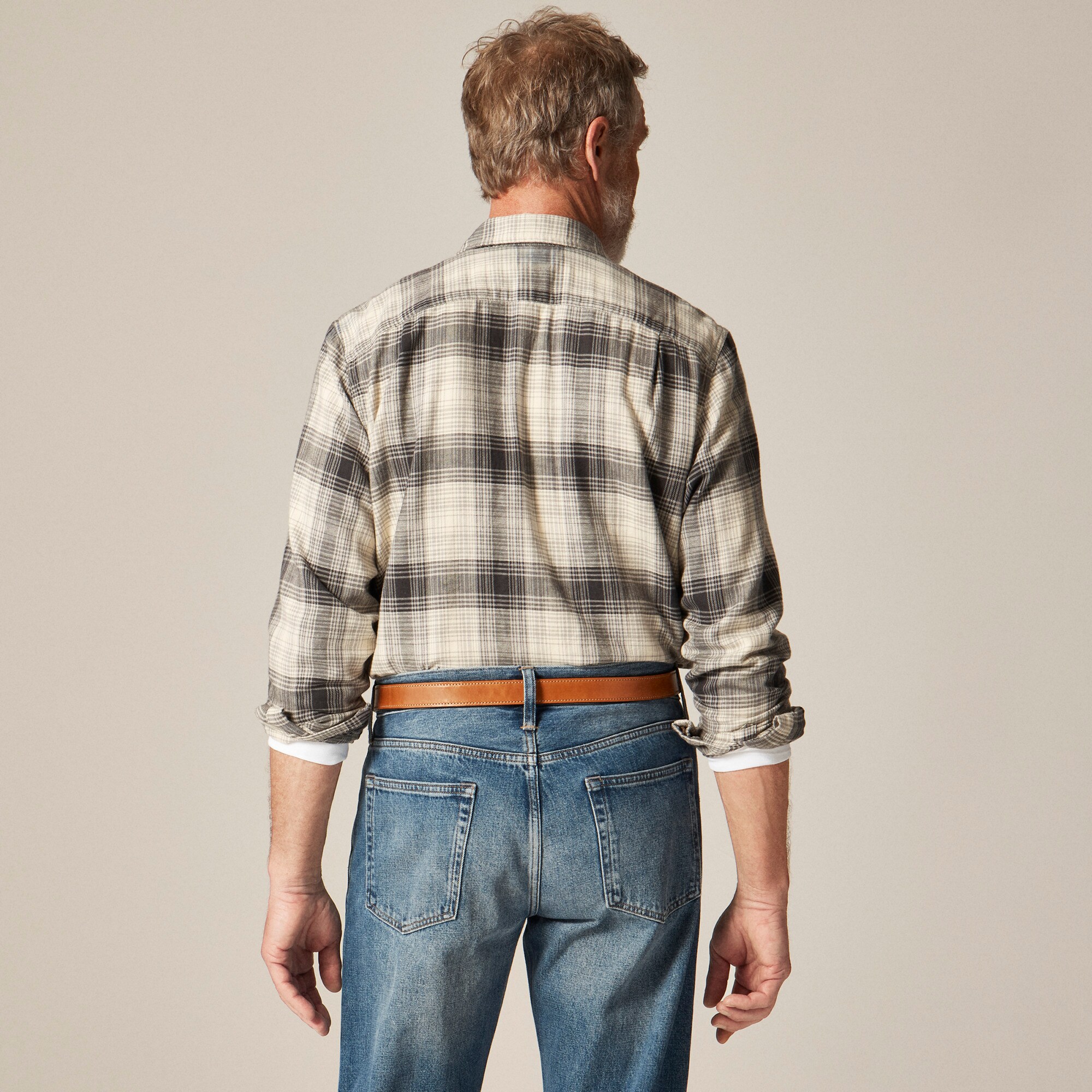 Cotton-hemp blend twill camp-collar shirt
