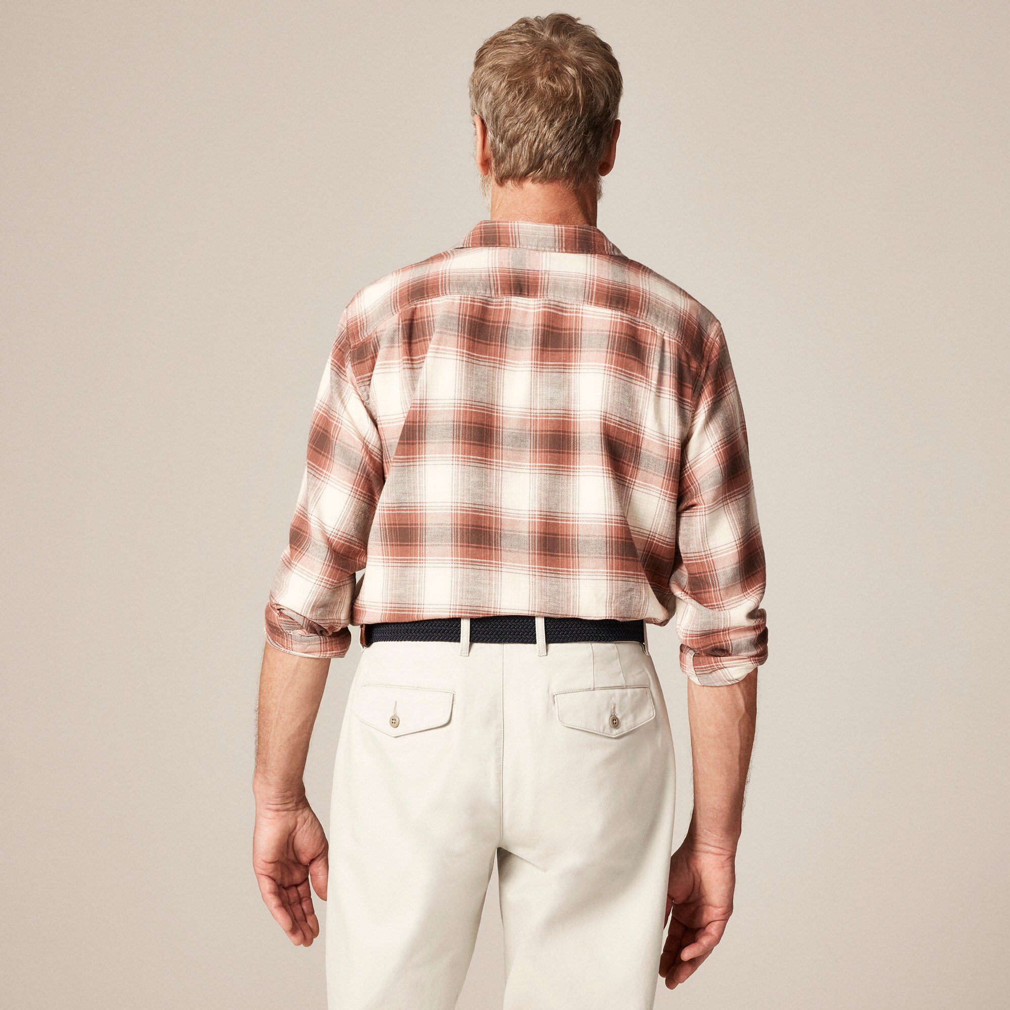Cotton-hemp blend twill camp-collar shirt