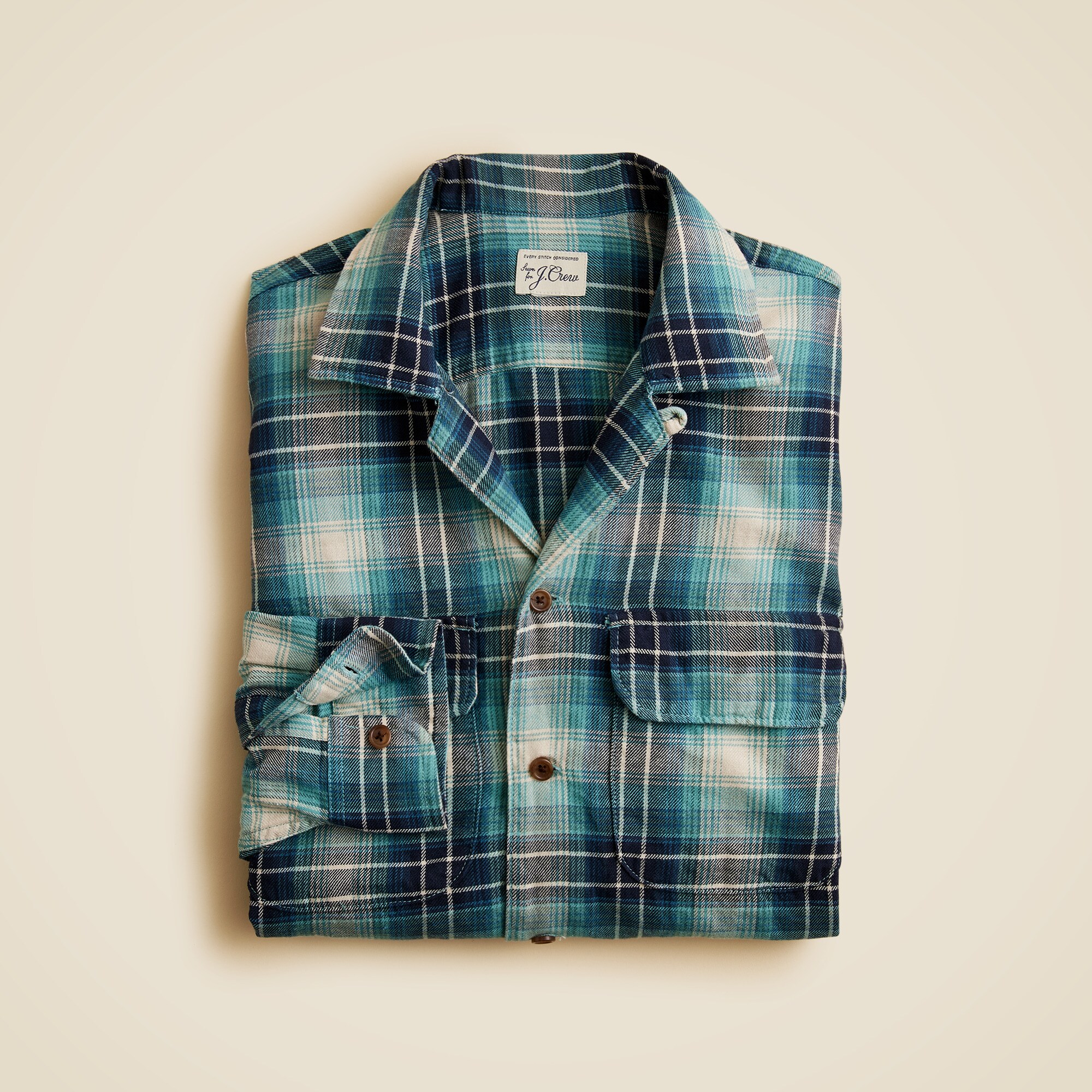 Cotton-hemp blend twill camp-collar shirt