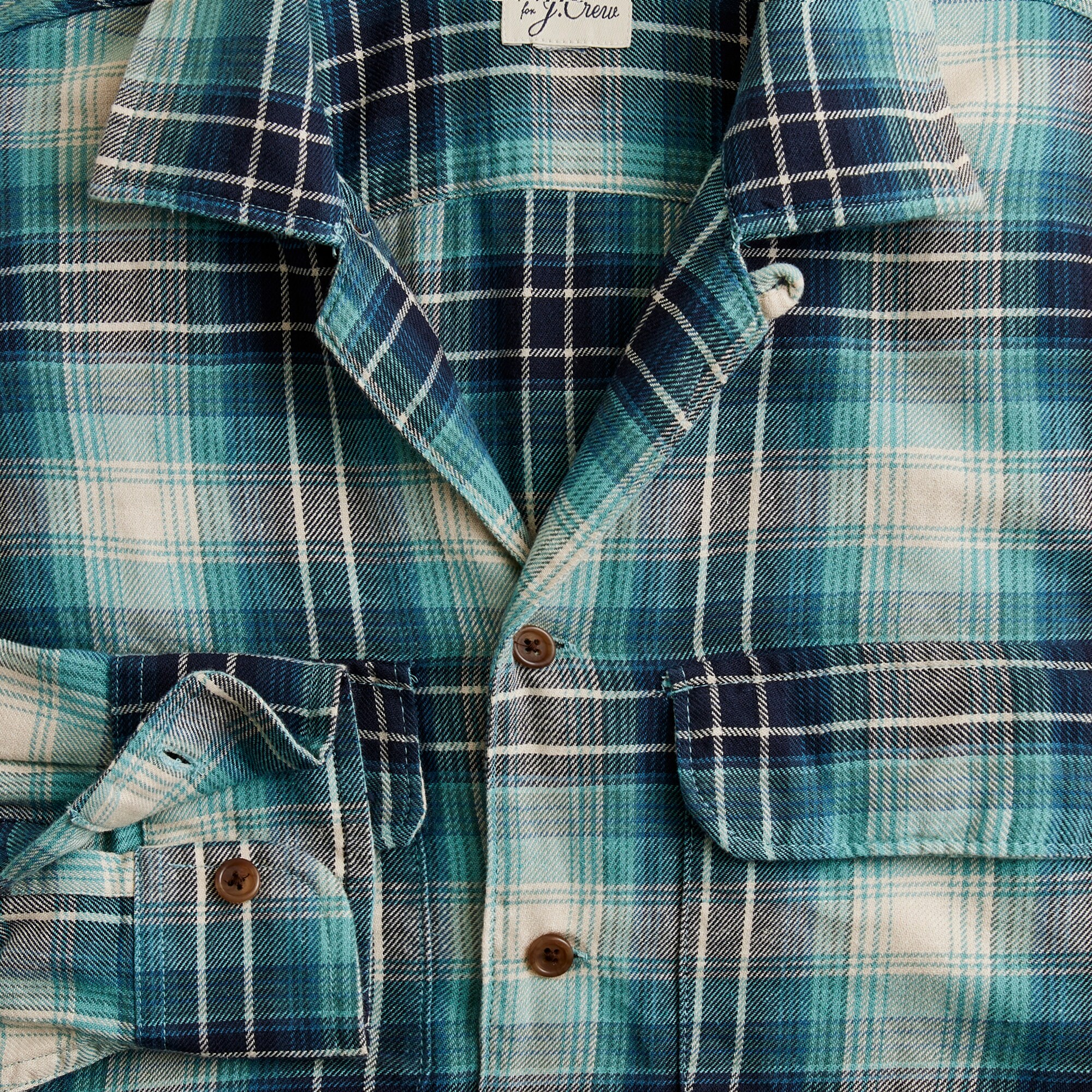 Cotton-hemp blend twill camp-collar shirt