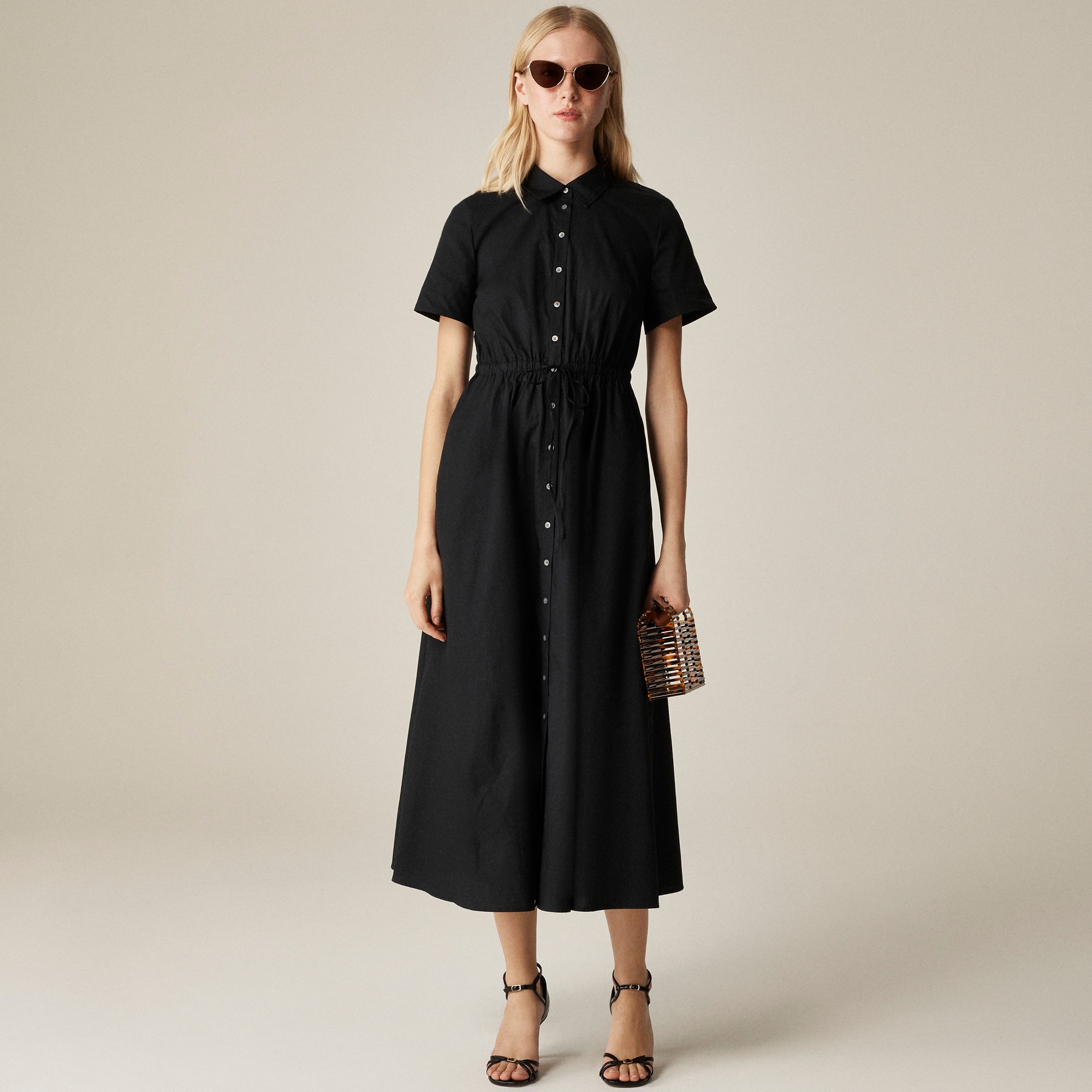 Cerise shirtdress in cotton poplin