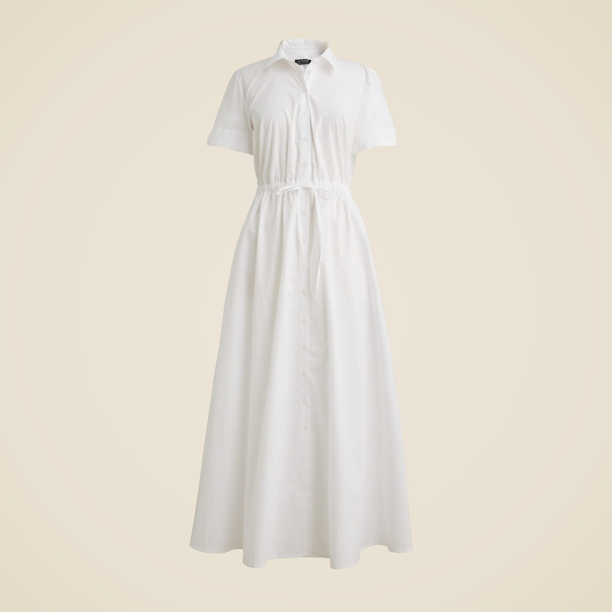  Shirred-waist shirtdress in cotton poplin
