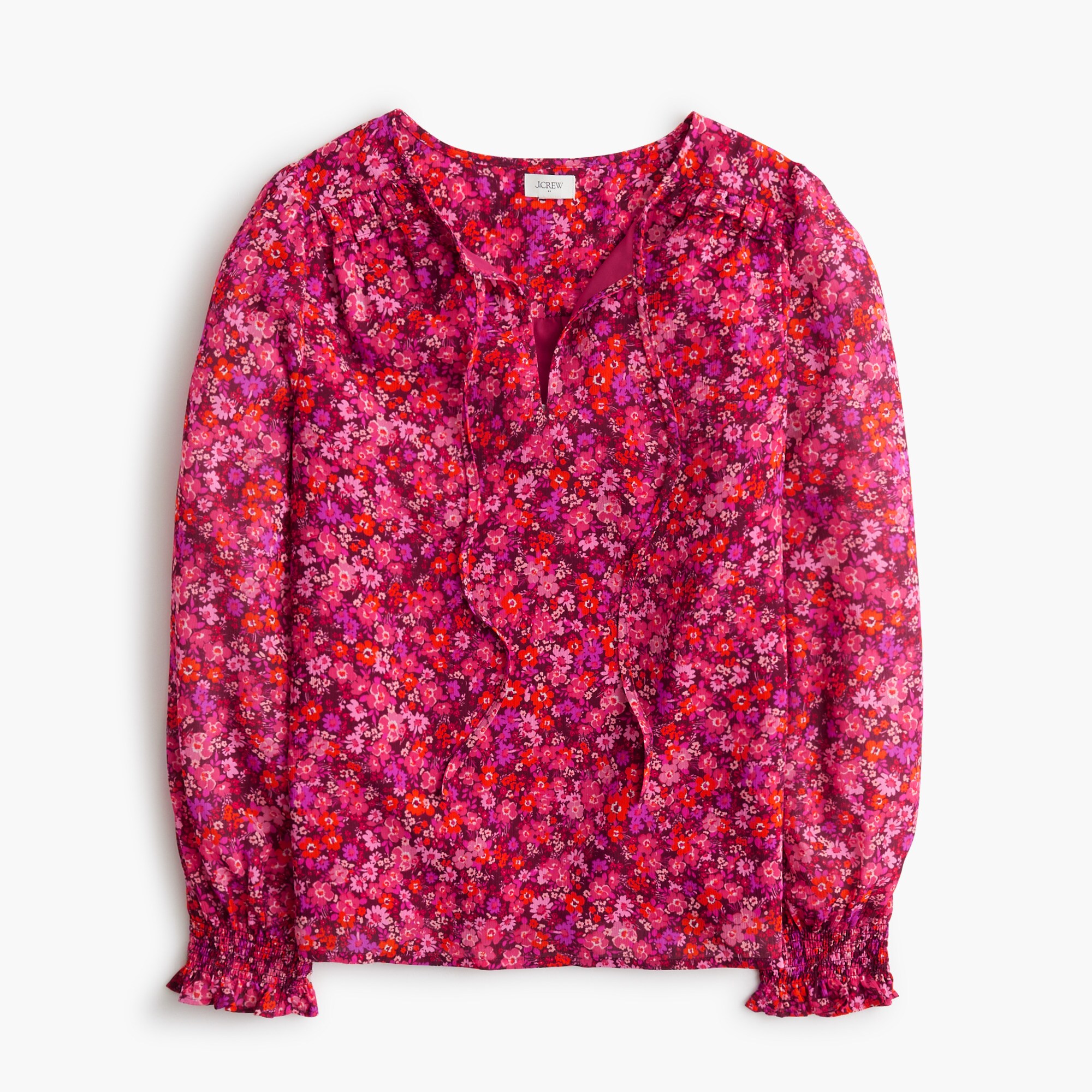 Tie-front long-sleeve top