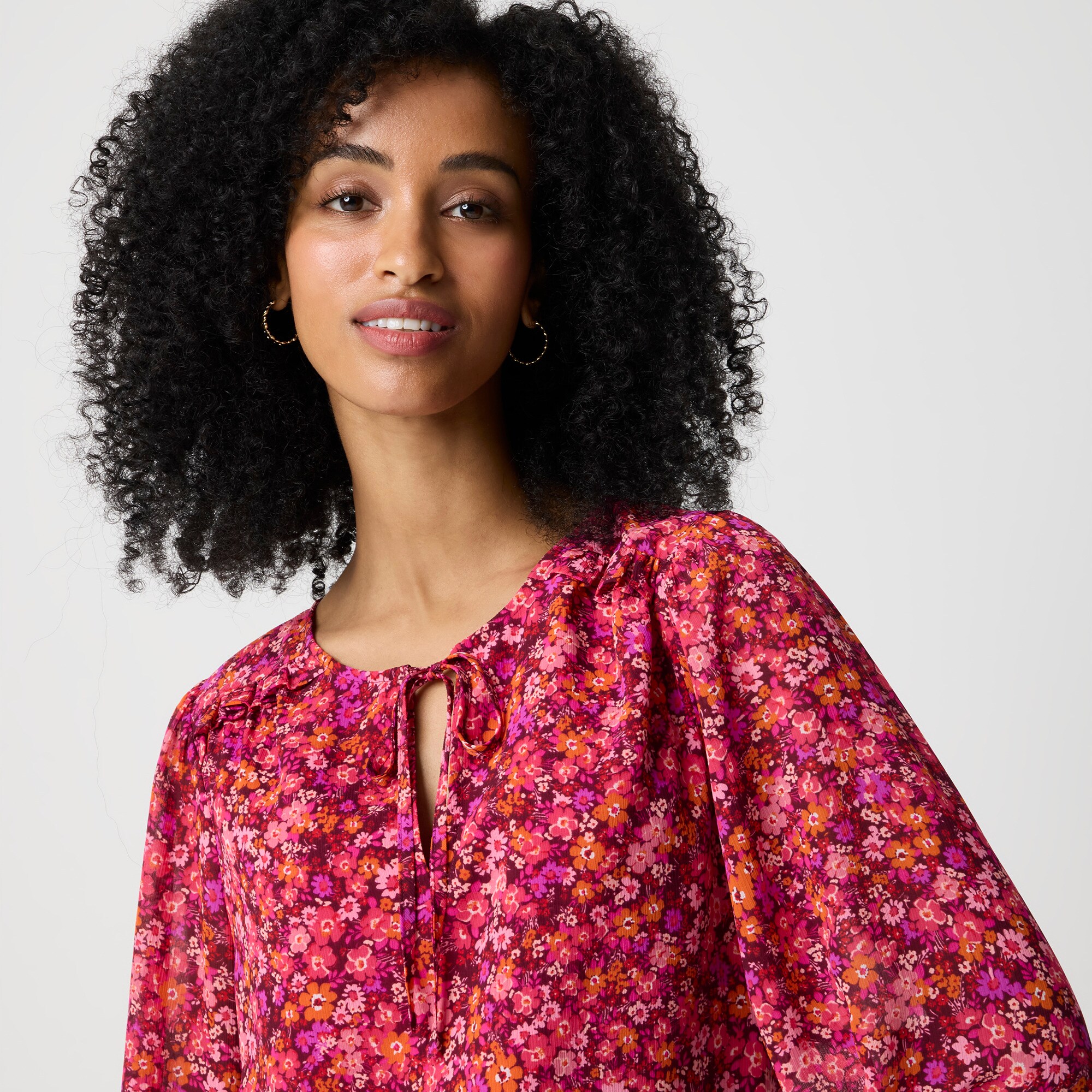 Tie-front long-sleeve top