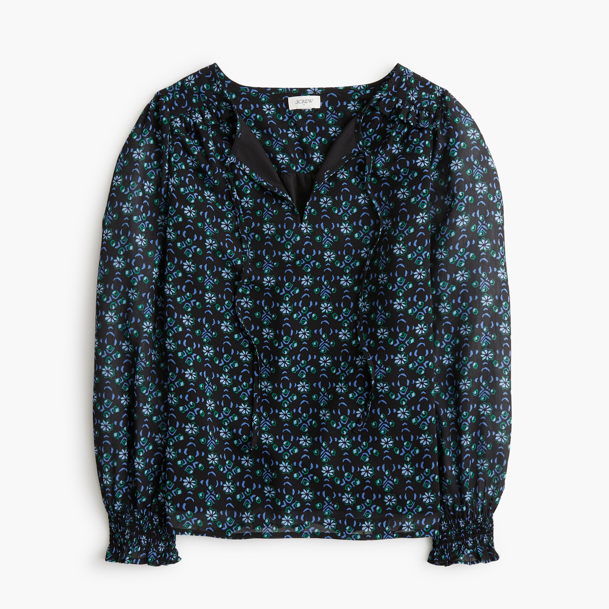 Tie-front long-sleeve top