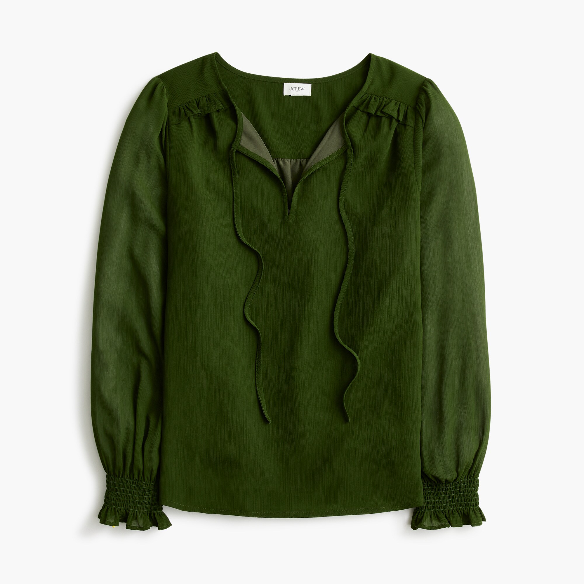 Tie-front long-sleeve top
