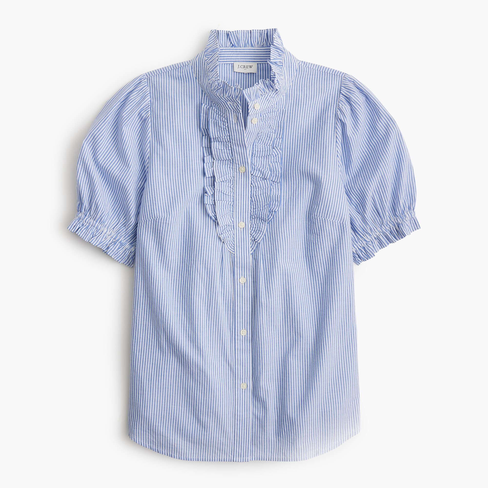 【美品】JNHearts Frill Stripe blouse Navy Ruffle-Collar Blouse - Navy blue/white striped - Ladies | H&M US