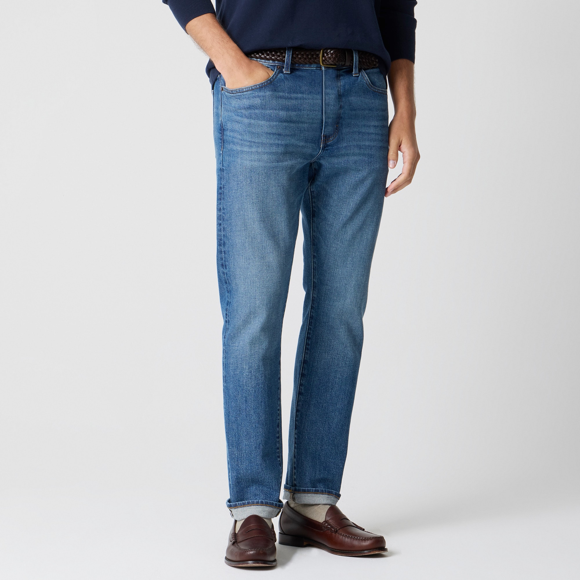 Straight-fit selvedge jean in signature flex