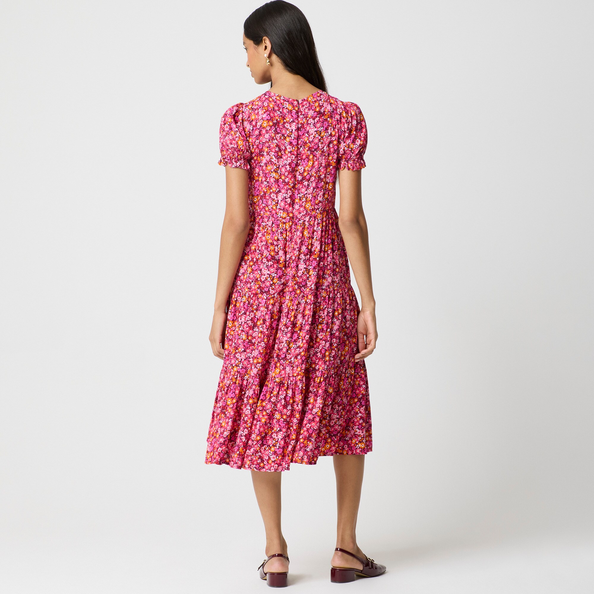 tiered puff sleeve midi dress Meadow Tiered Puff Sleeve Midi Dress