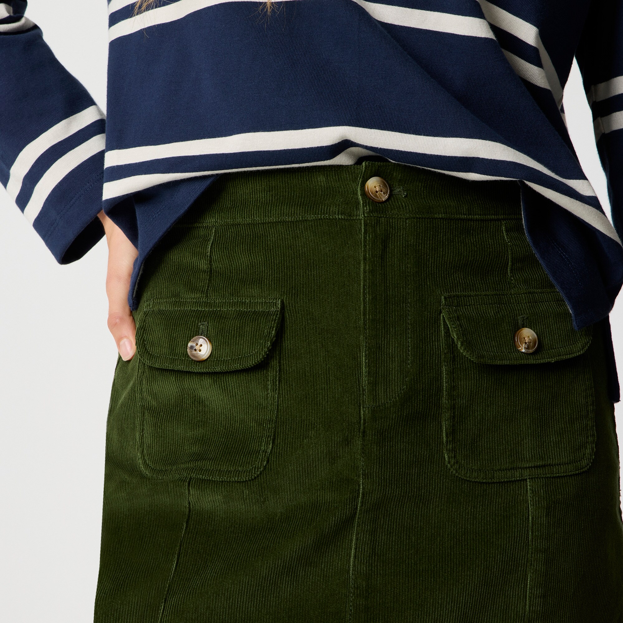 Corduroy patch-pocket mini skirt