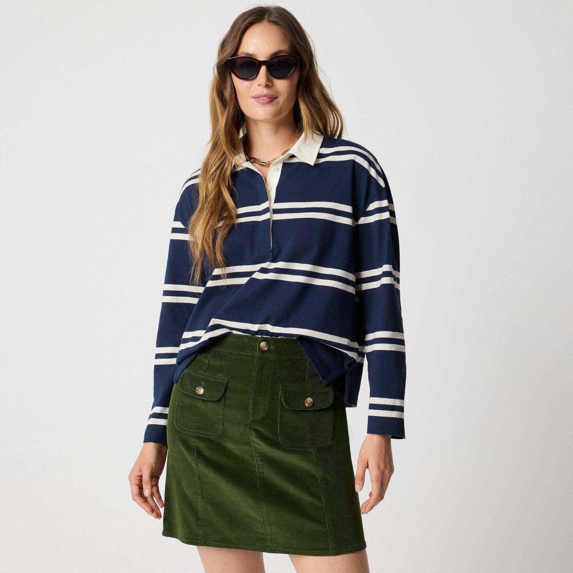 Corduroy patch-pocket mini skirt