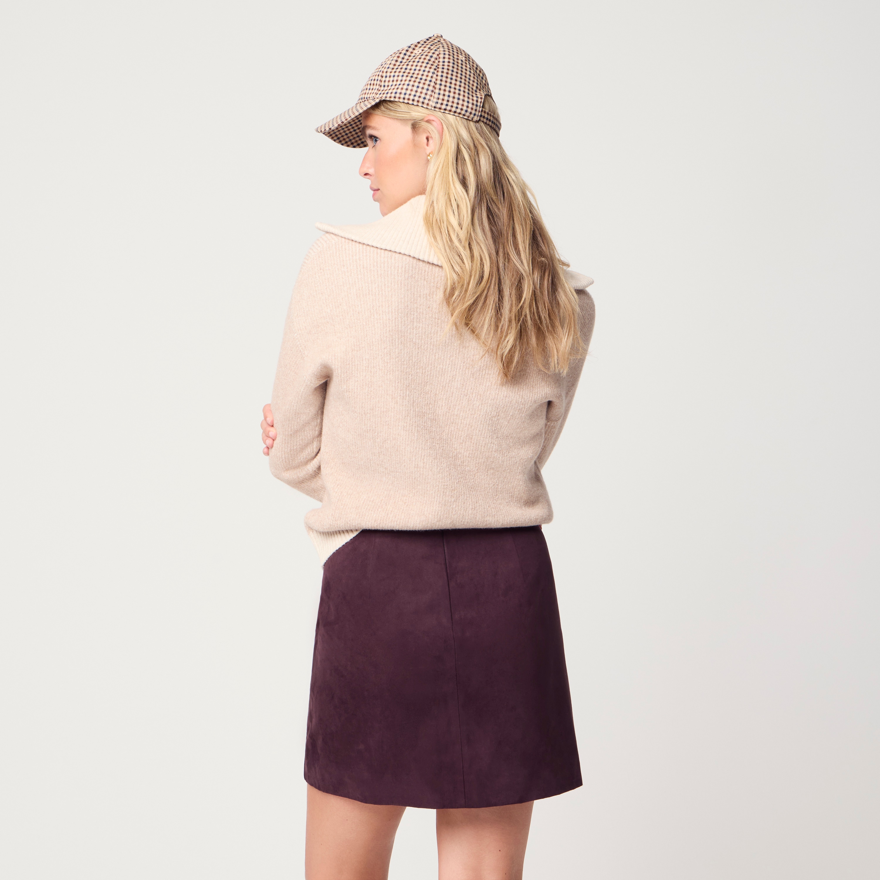 Sueded A-line mini skirt