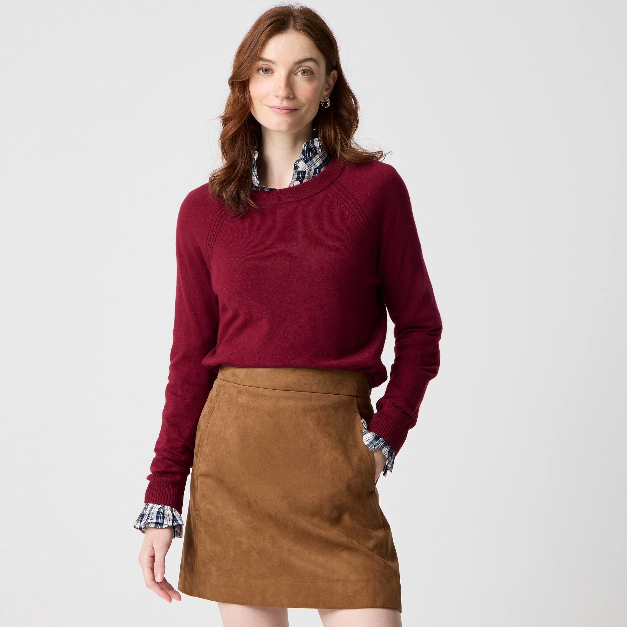 Faux-suede A-line mini skirt
