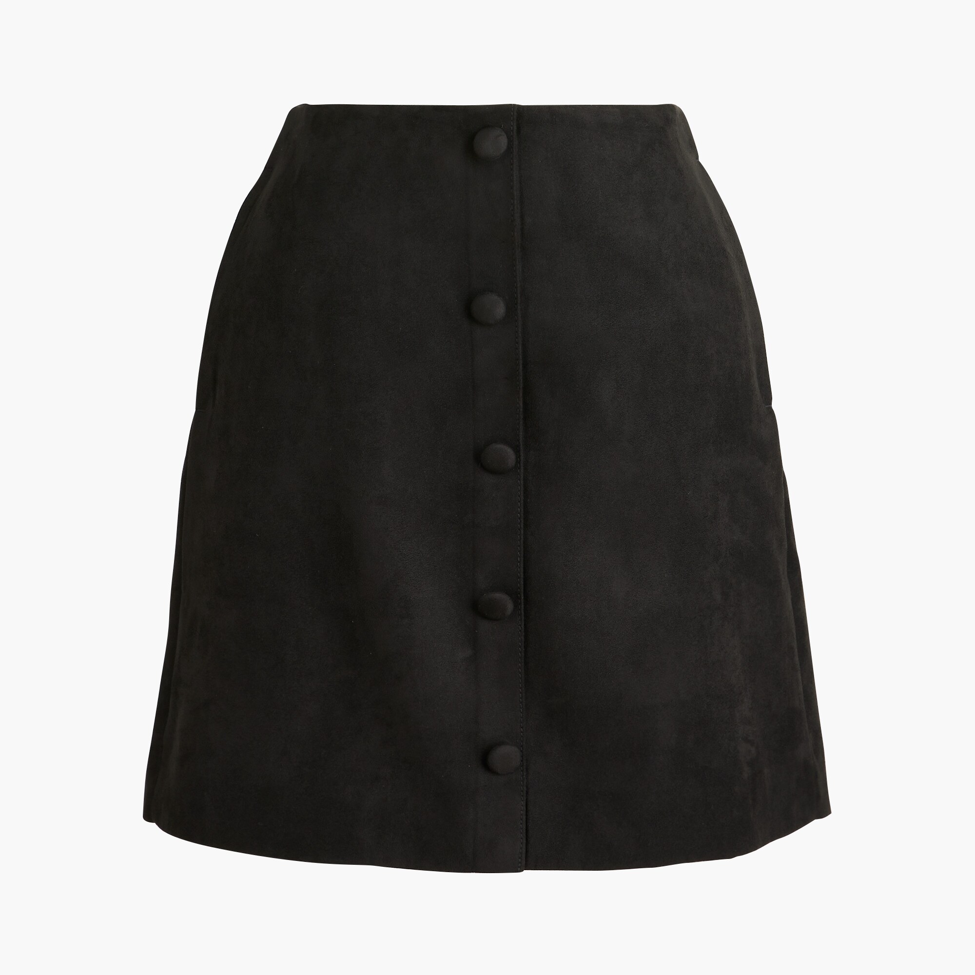 Faux-suede button-front A-line skirt