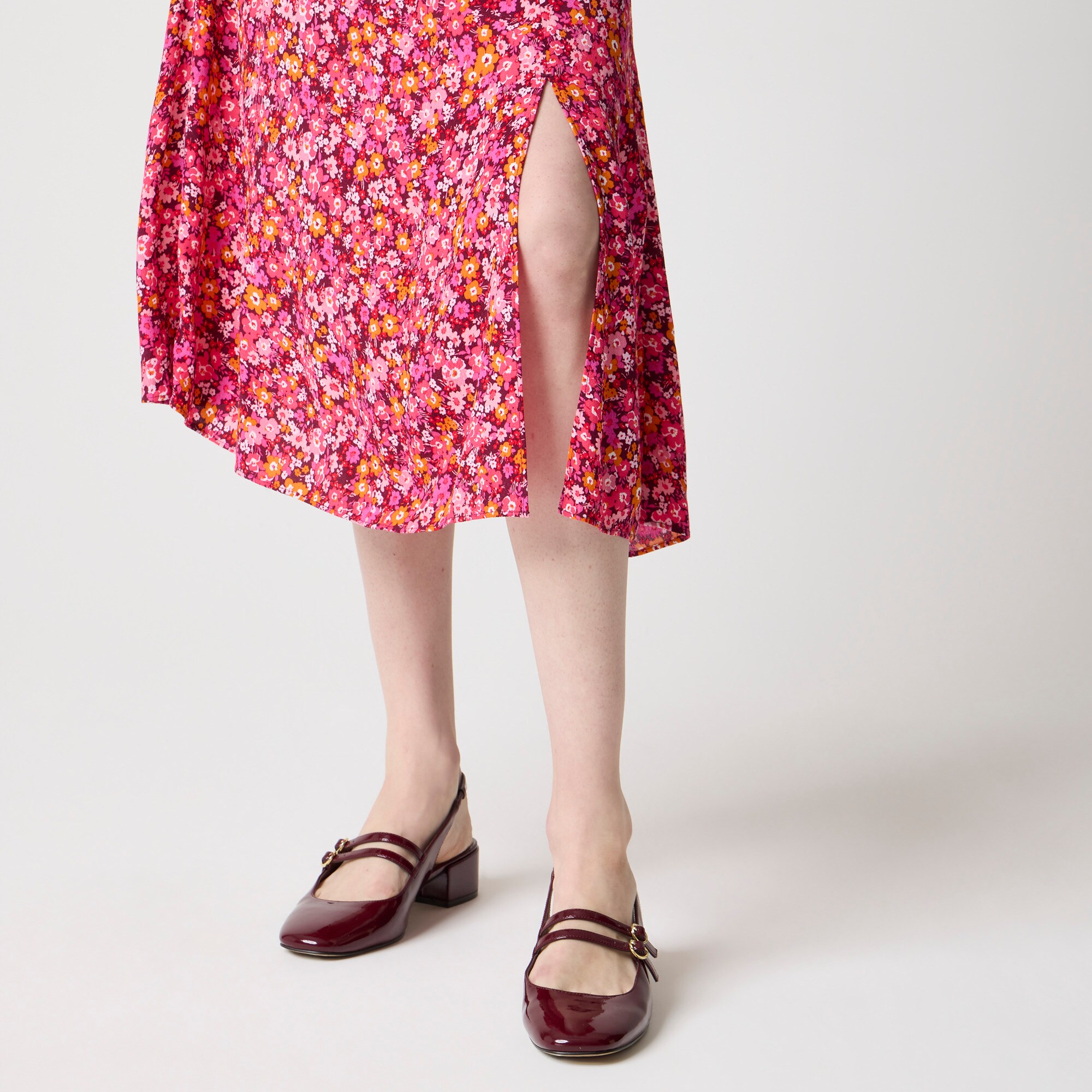 Printed flowy midi skirt