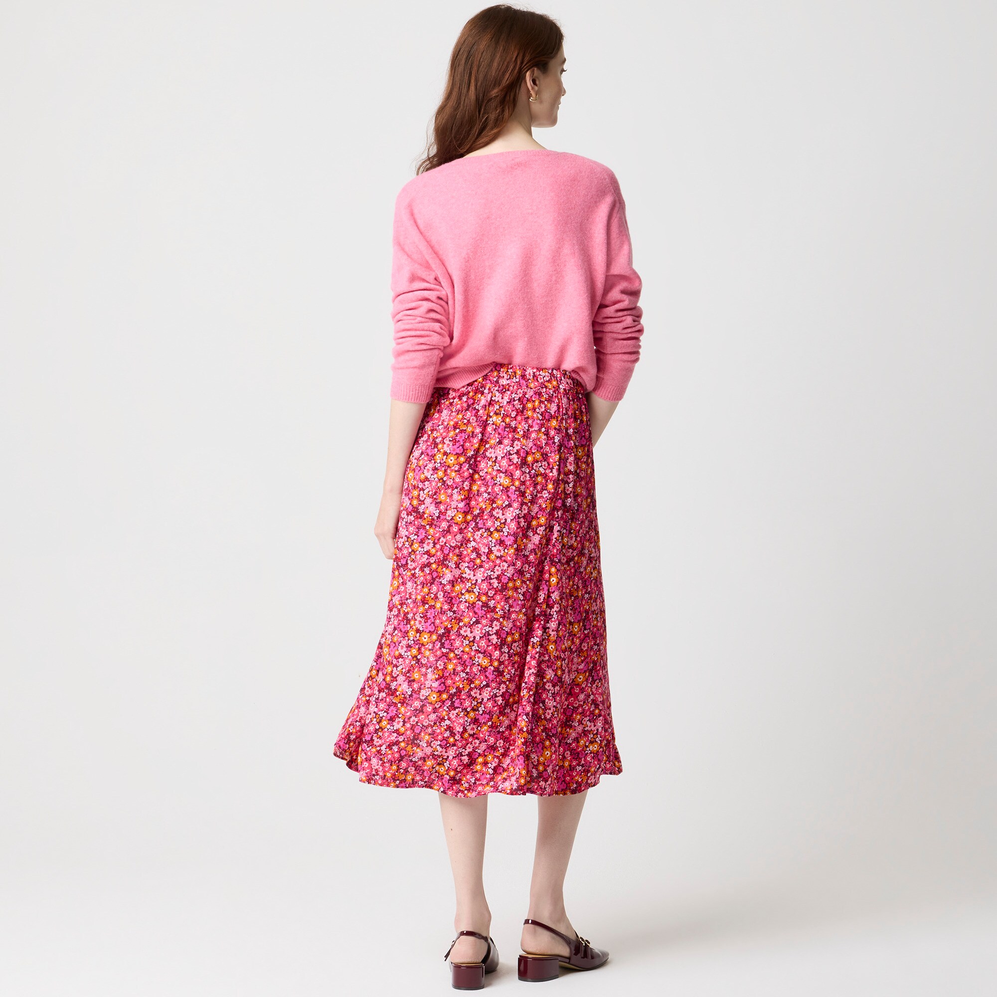 Printed flowy midi skirt