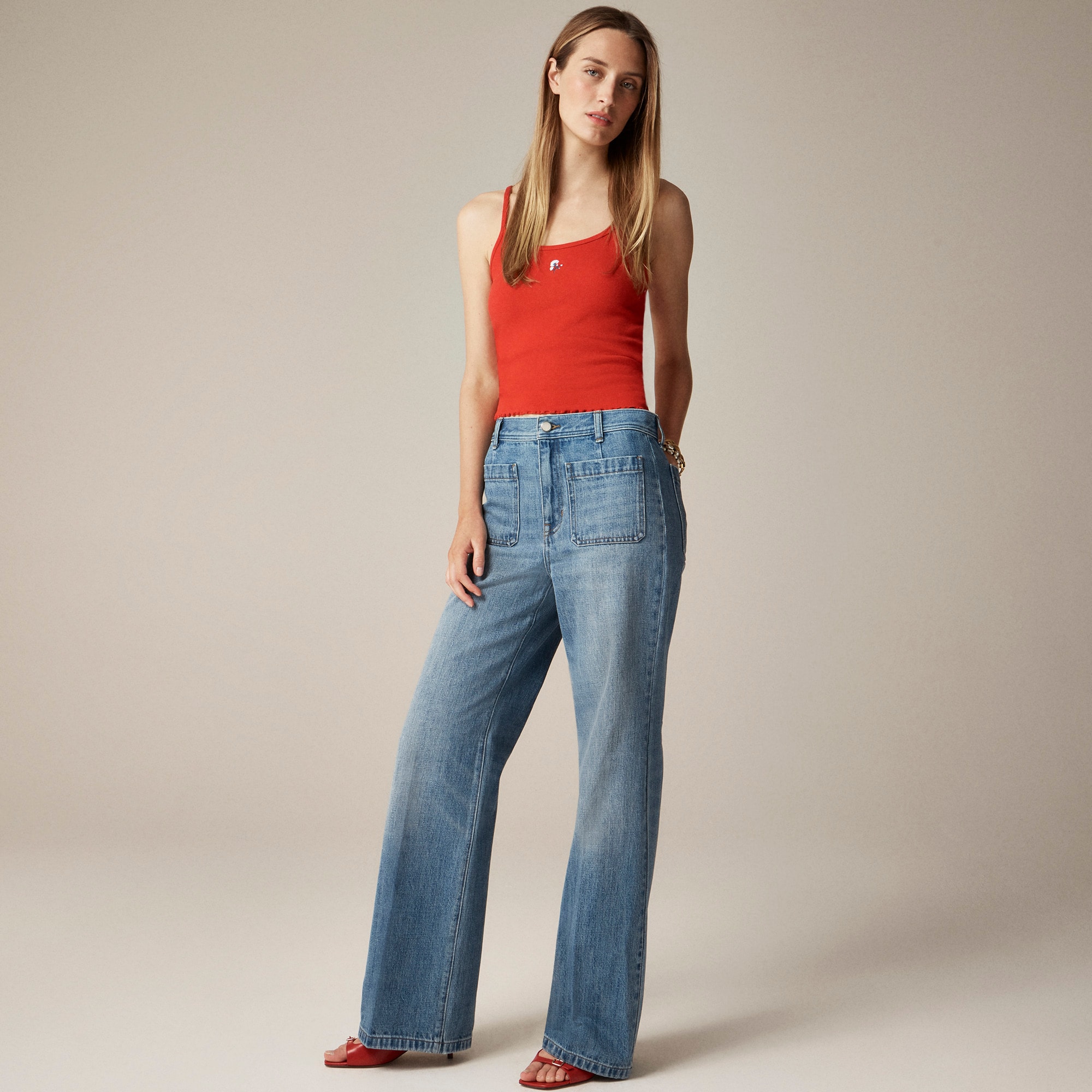 womens Rouje X J.Crew Marin high-rise flare jean