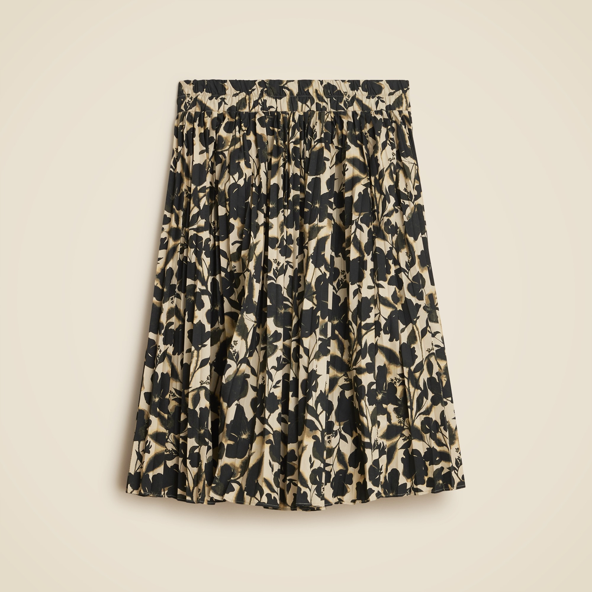 womens Smocked-waist pleated skirt in floral