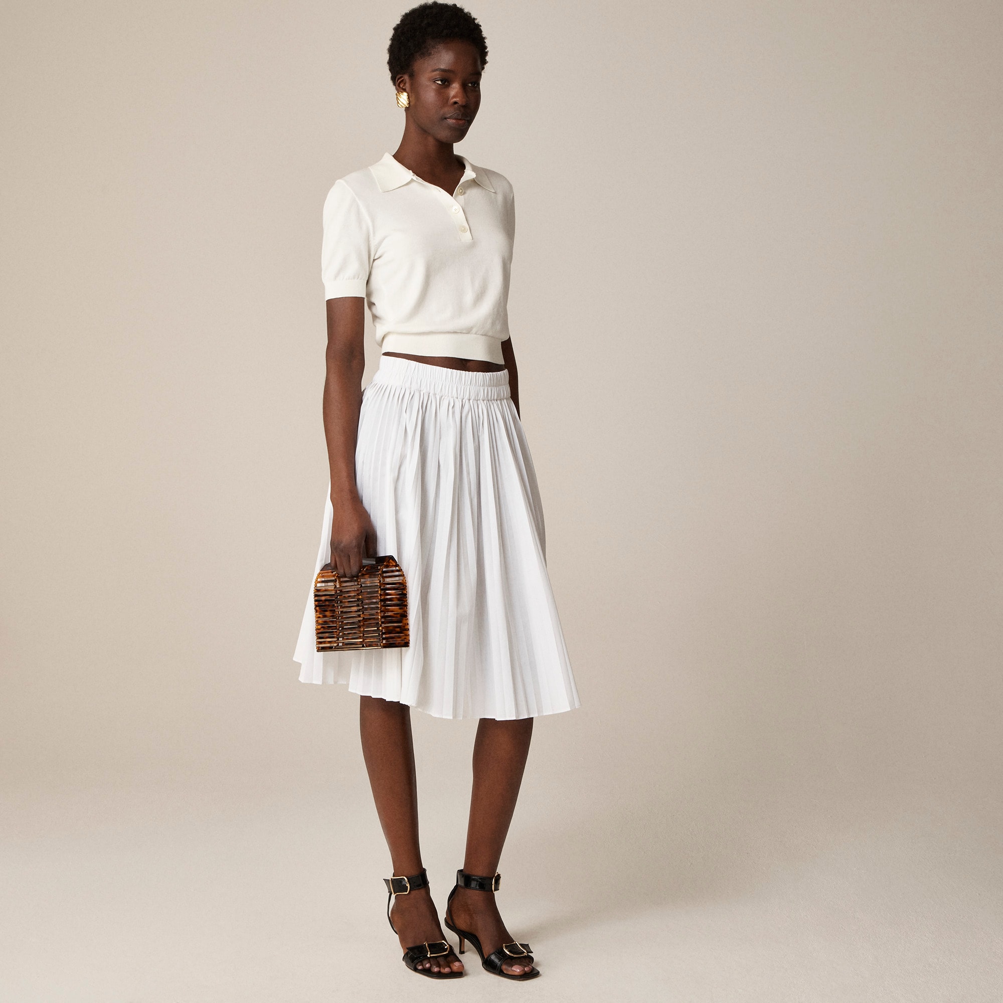womens Smocked-waist pleated skirt