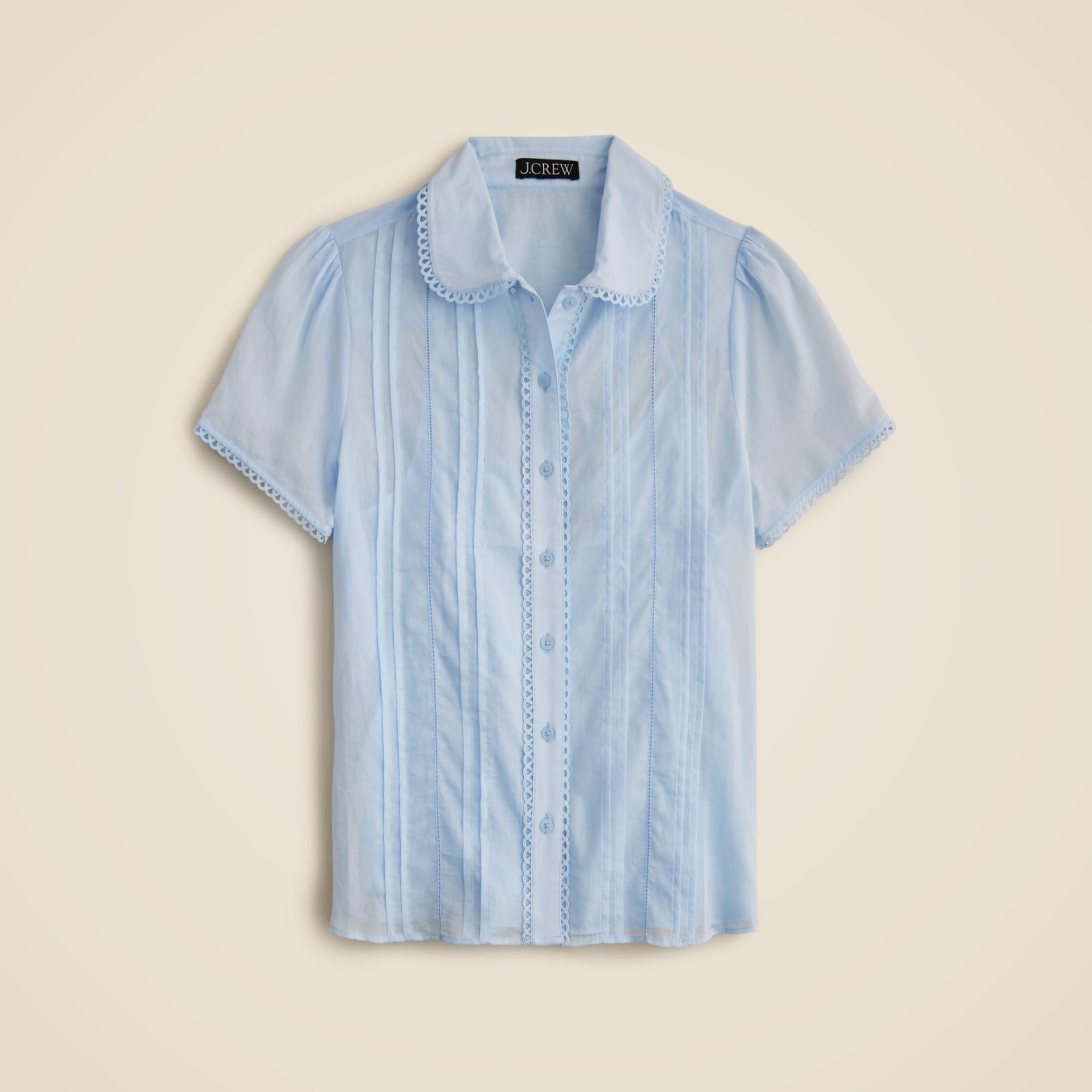 Button-up short-sleeve shirt in cotton voile
