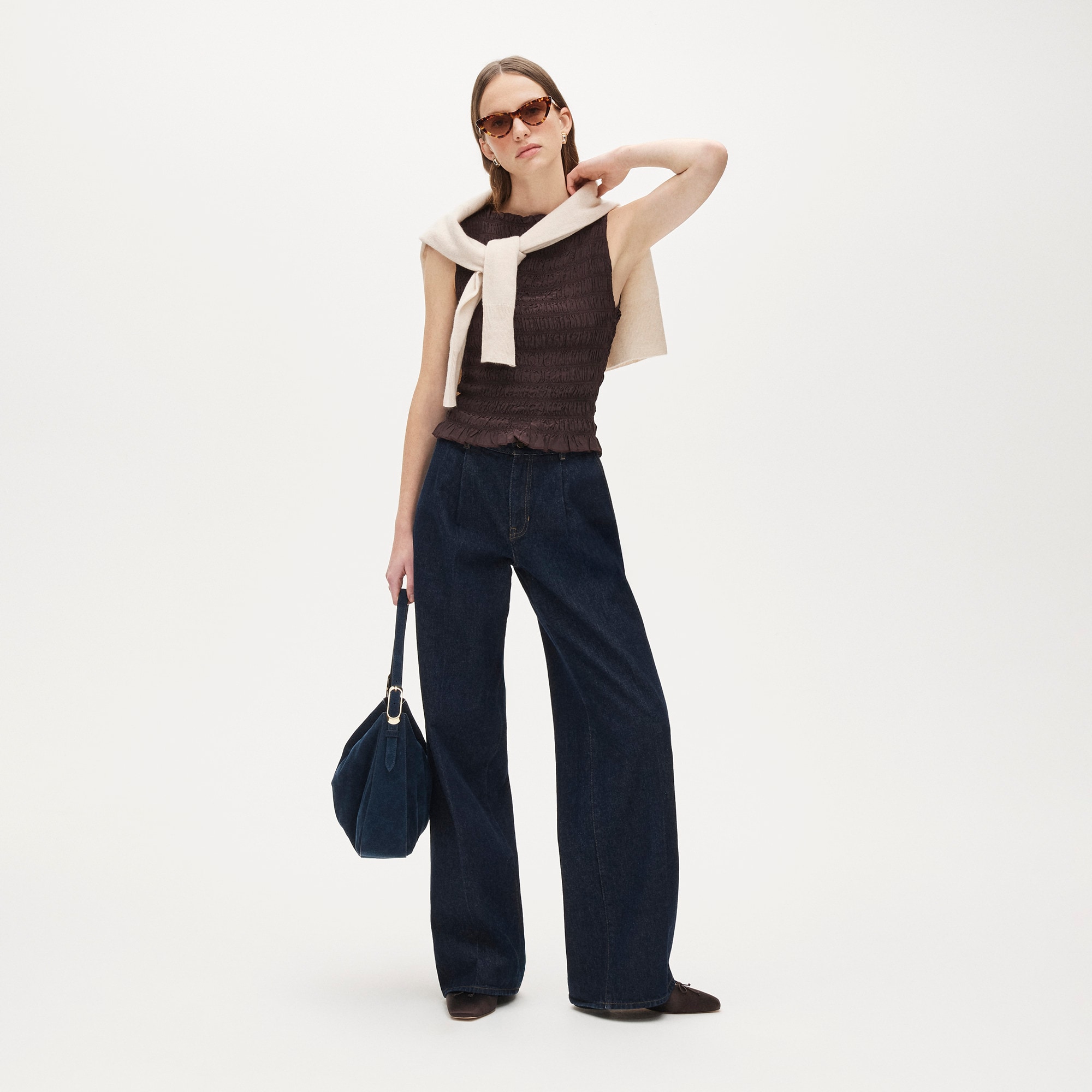 Smocked Shell Tank Top In Crepe De Chine For Women | J.Crew