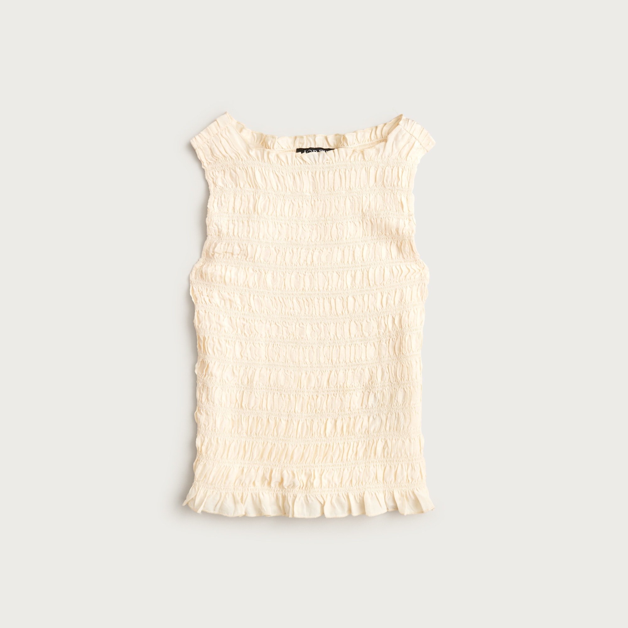 Smocked shell tank top in crepe de chine