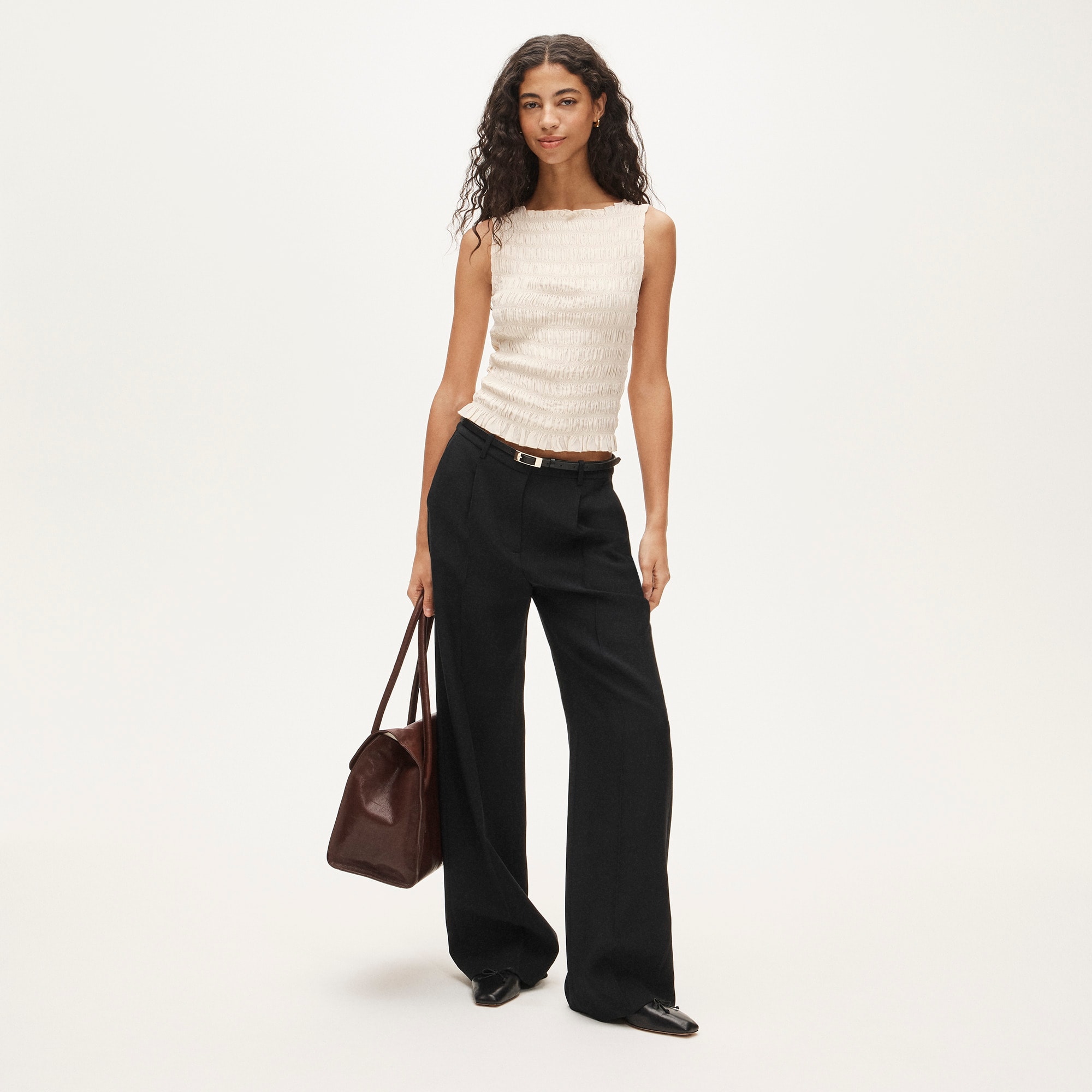 Smocked Shell Tank Top In Crepe De Chine For Women | J.Crew
