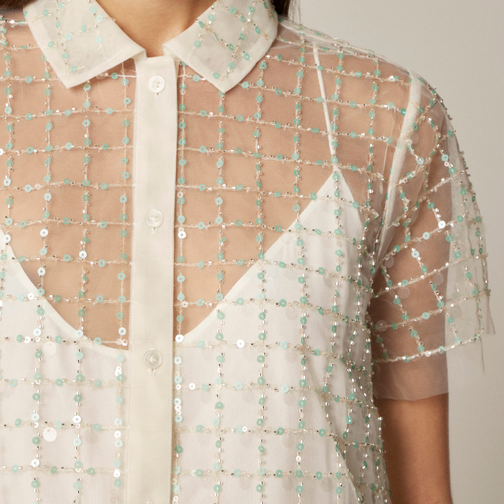 Embellished button-up short-sleeve shirt - image 4