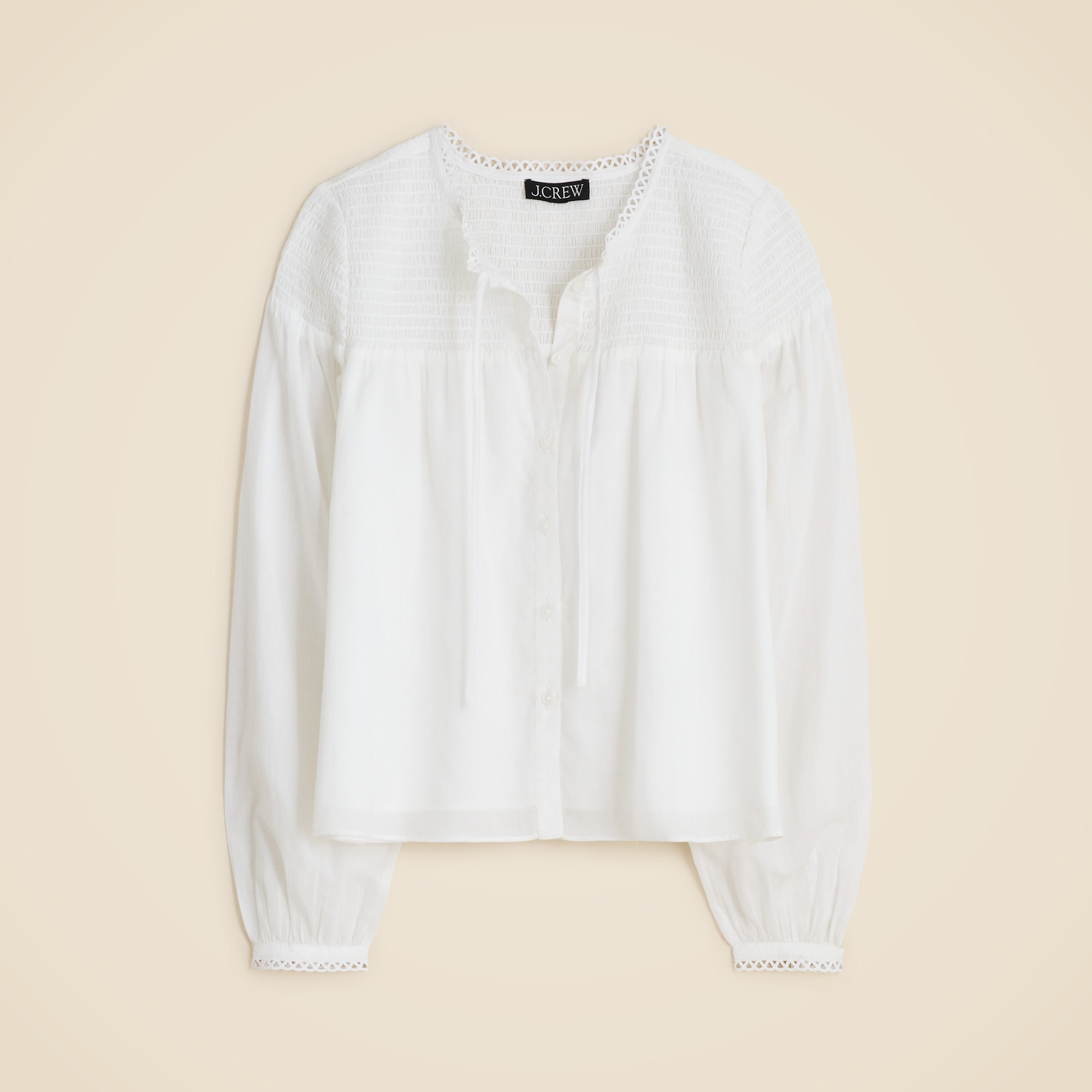 Scallop-trim Tie-front Top In Ramie For Women | J.Crew