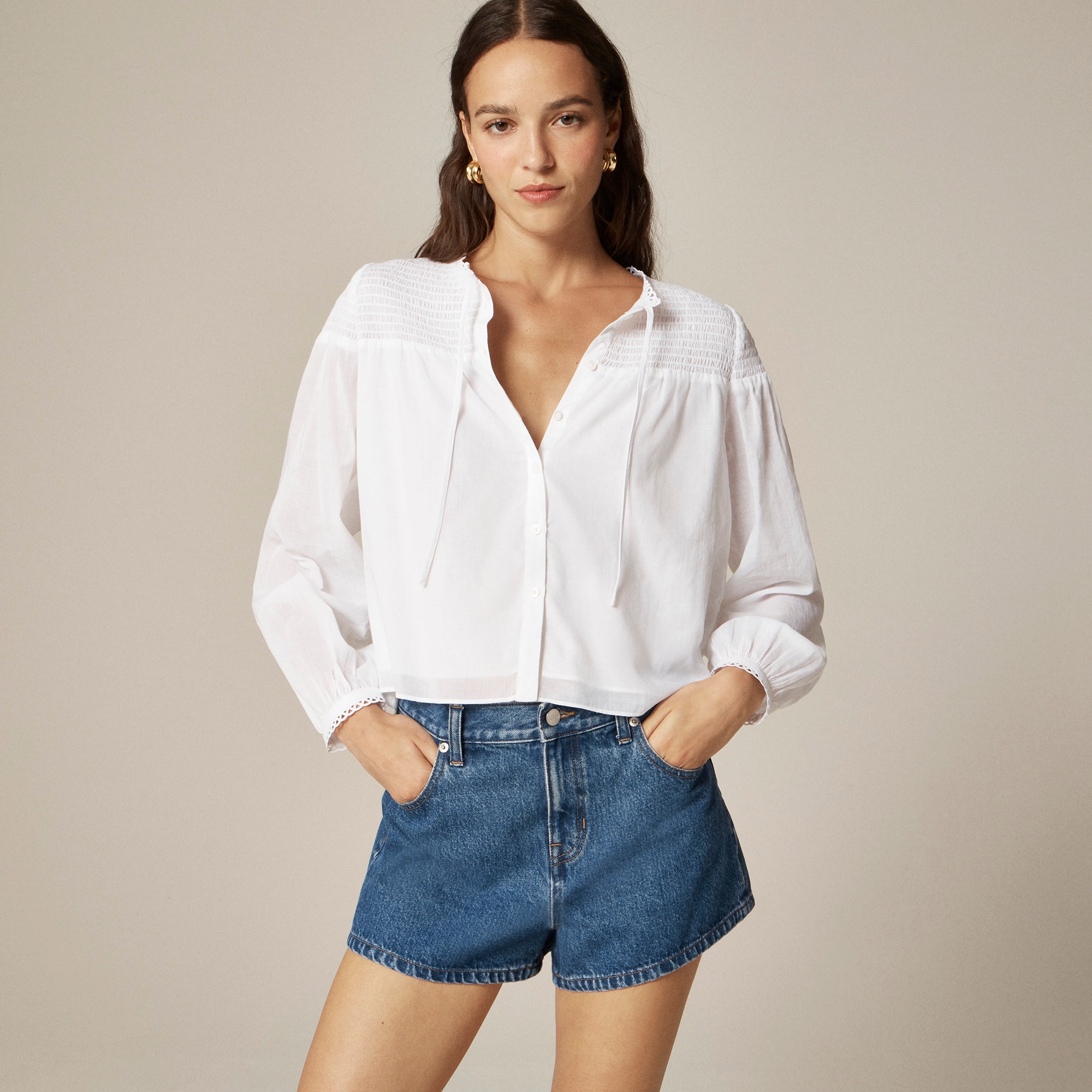 Popover Top In Cotton Voile For Women | J.Crew