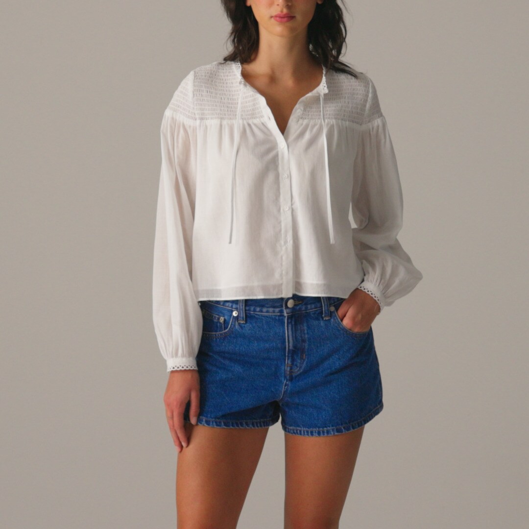 Popover top in cotton voile