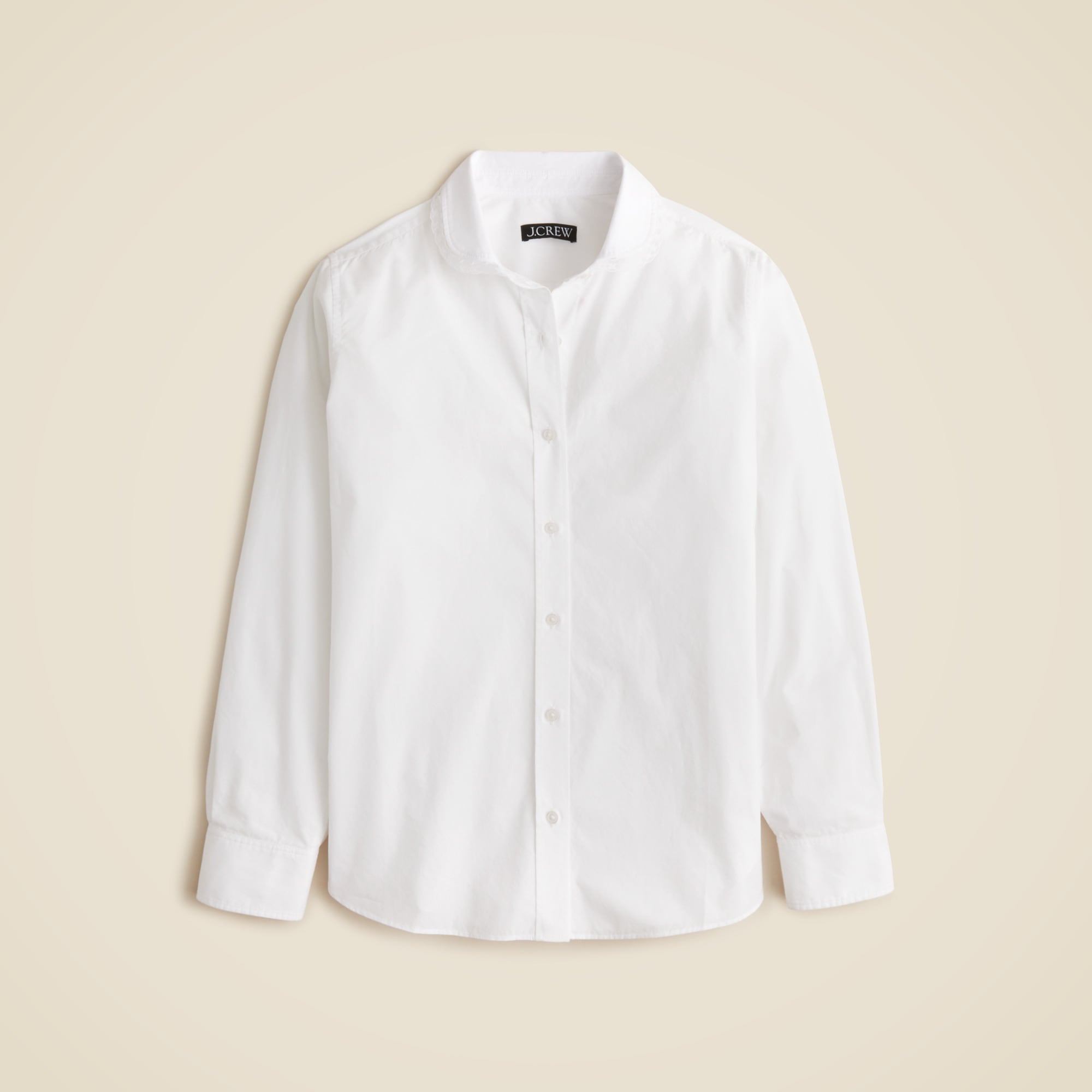 Jules classic-fit shirt with lace-trim collar in cotton poplin